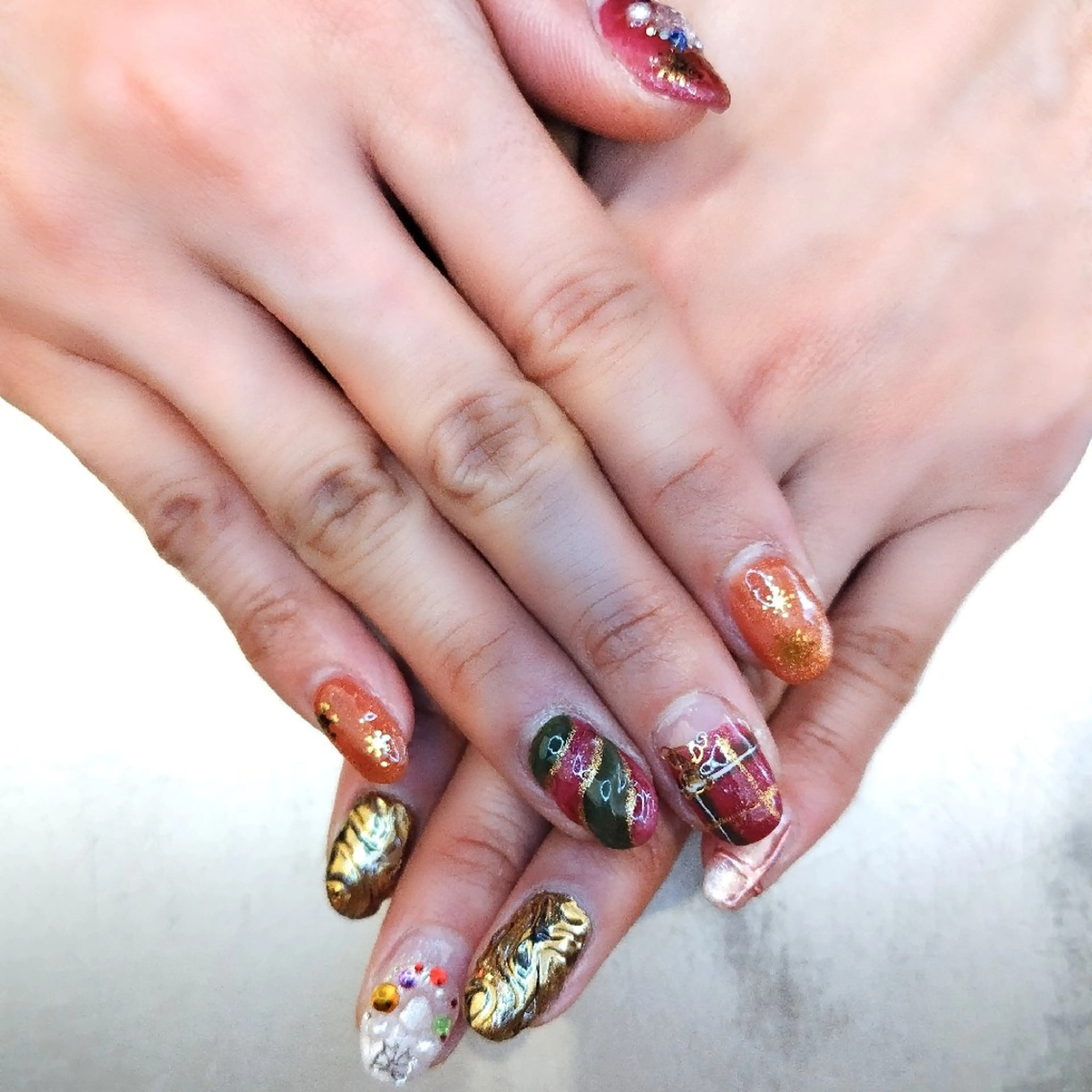 ネイル 冬ネイル クリスマス 黒浜 ちなみのネイルデザイン