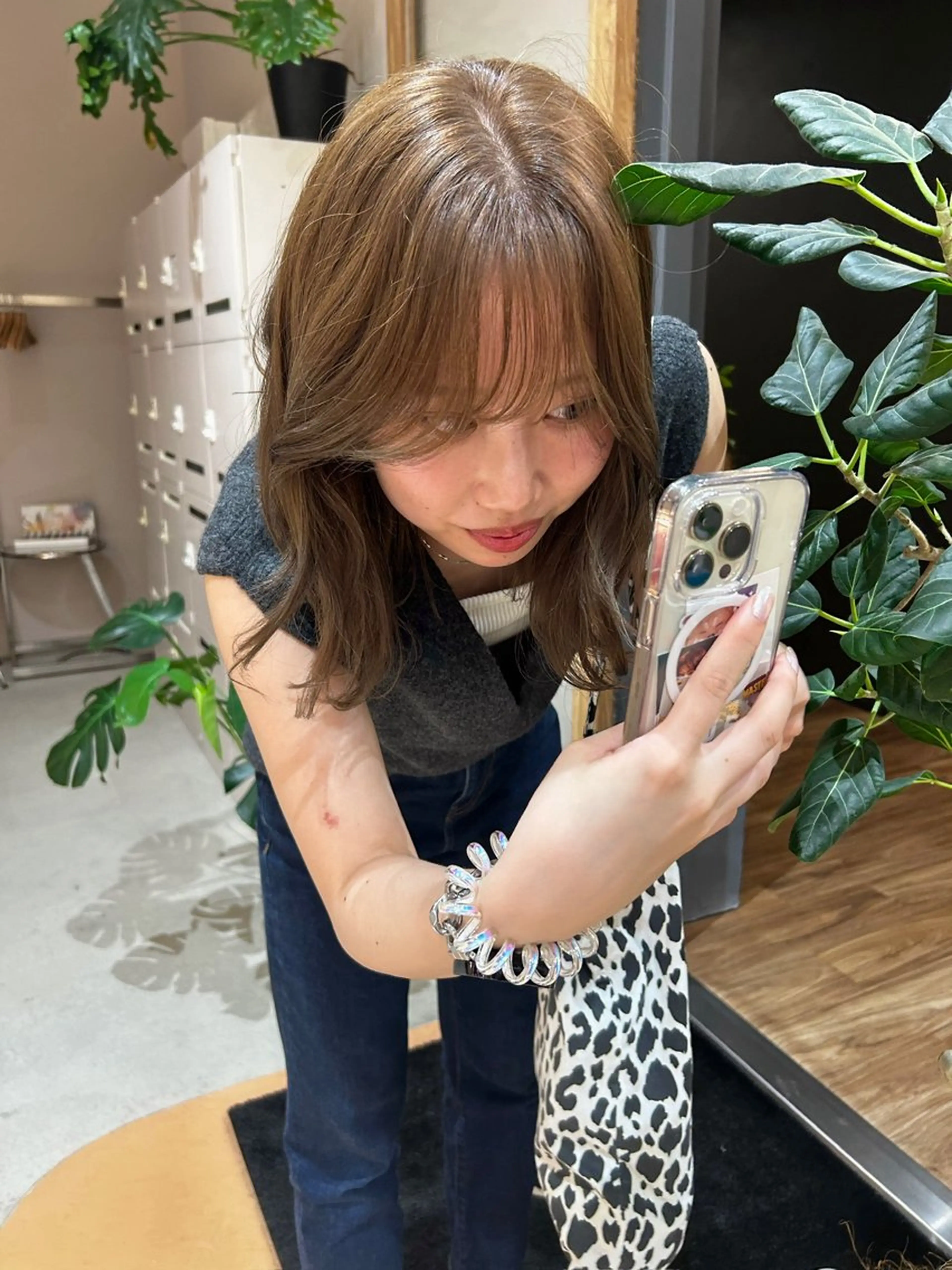 ミディアム カラー ブリーチ 透明感カラー ブリーチなしカラー レイヤー・ボブカット ／もえまる🌻のヘアスタイル