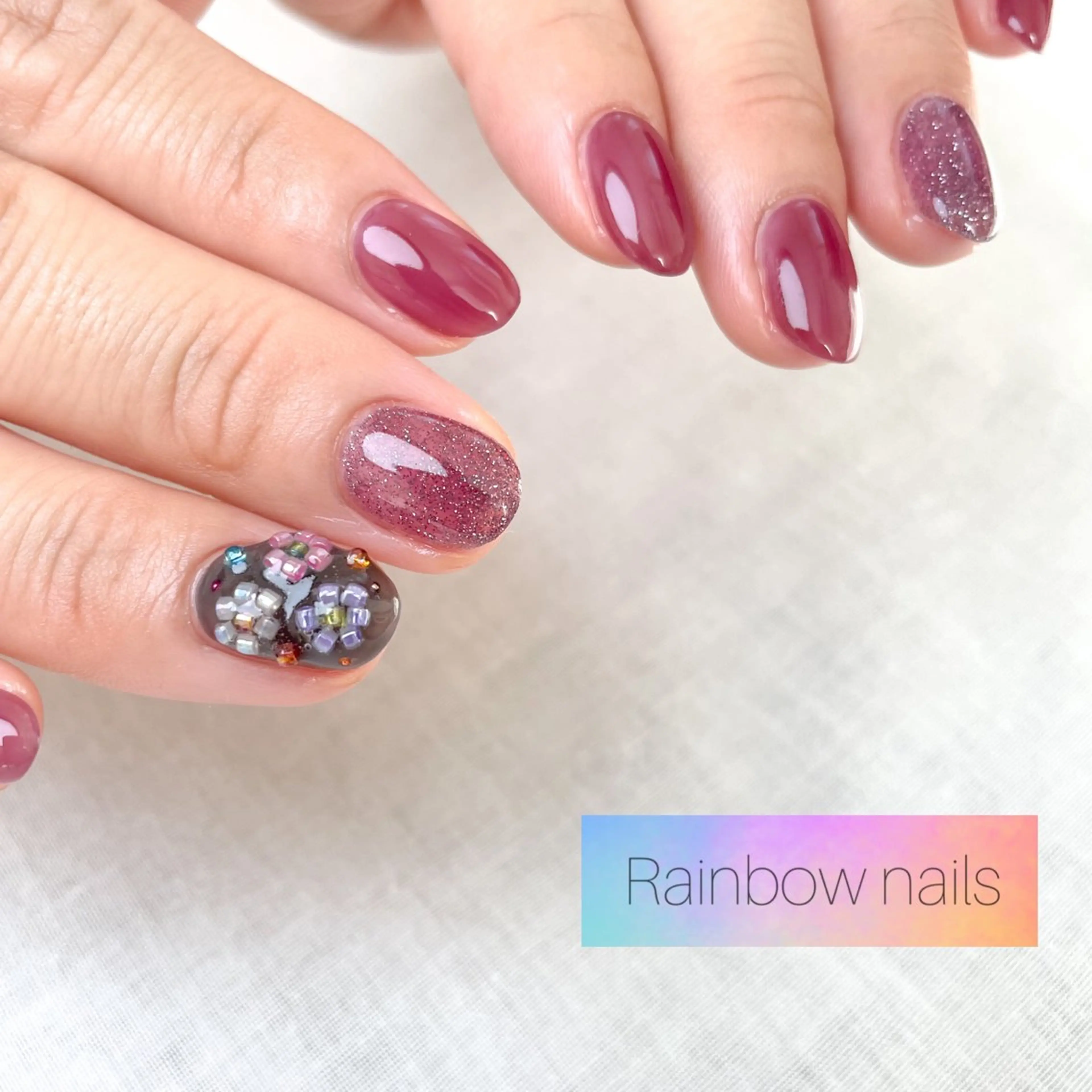 ネイル Rainbow nailsくろちゃんのネイルデザイン