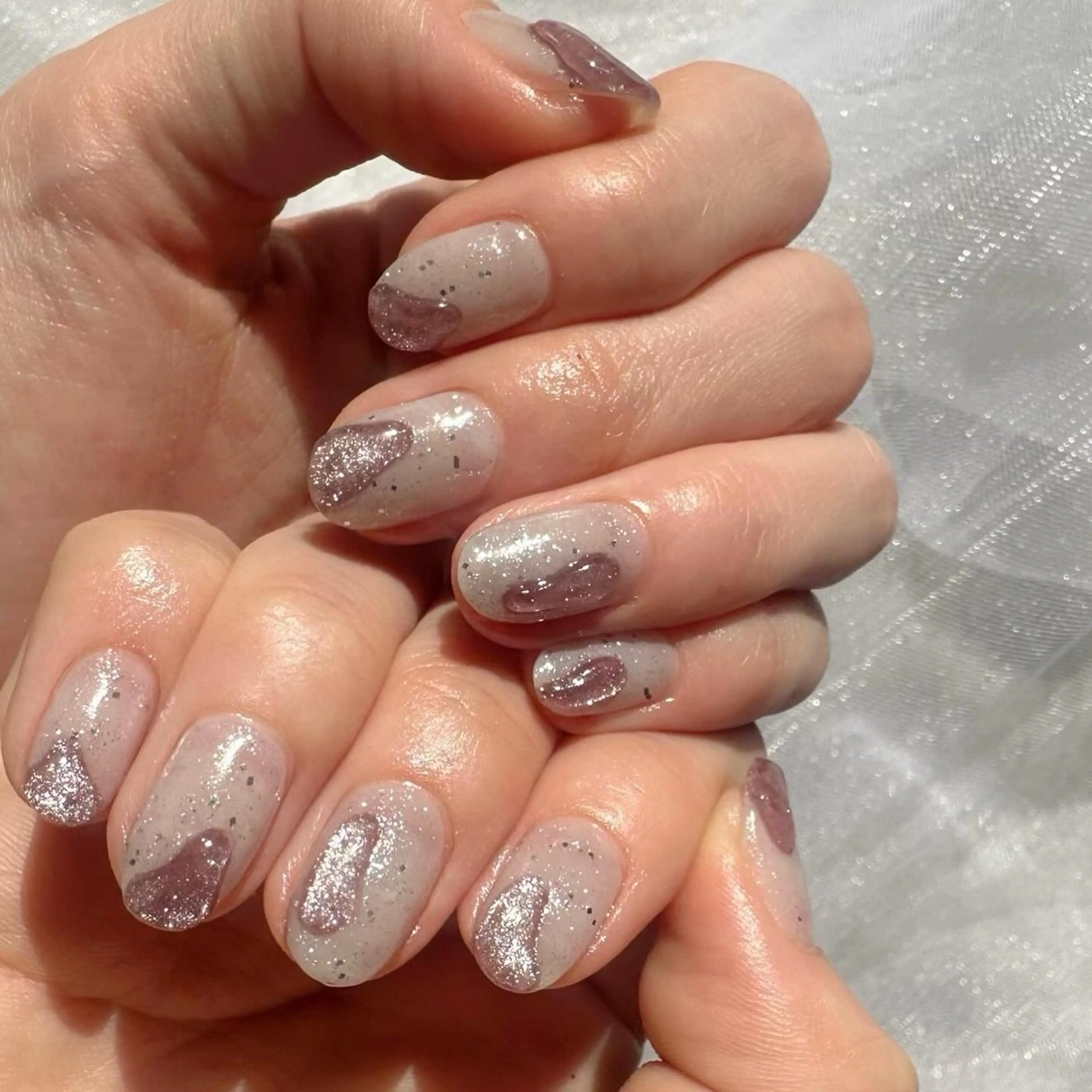 ネイル オーロラネイル クリアネイル 氷ネイル・うるうるネイル キラキラネイル 韓国ネイル 🪞KAPE NAIL 🪞のネイルデザイン
