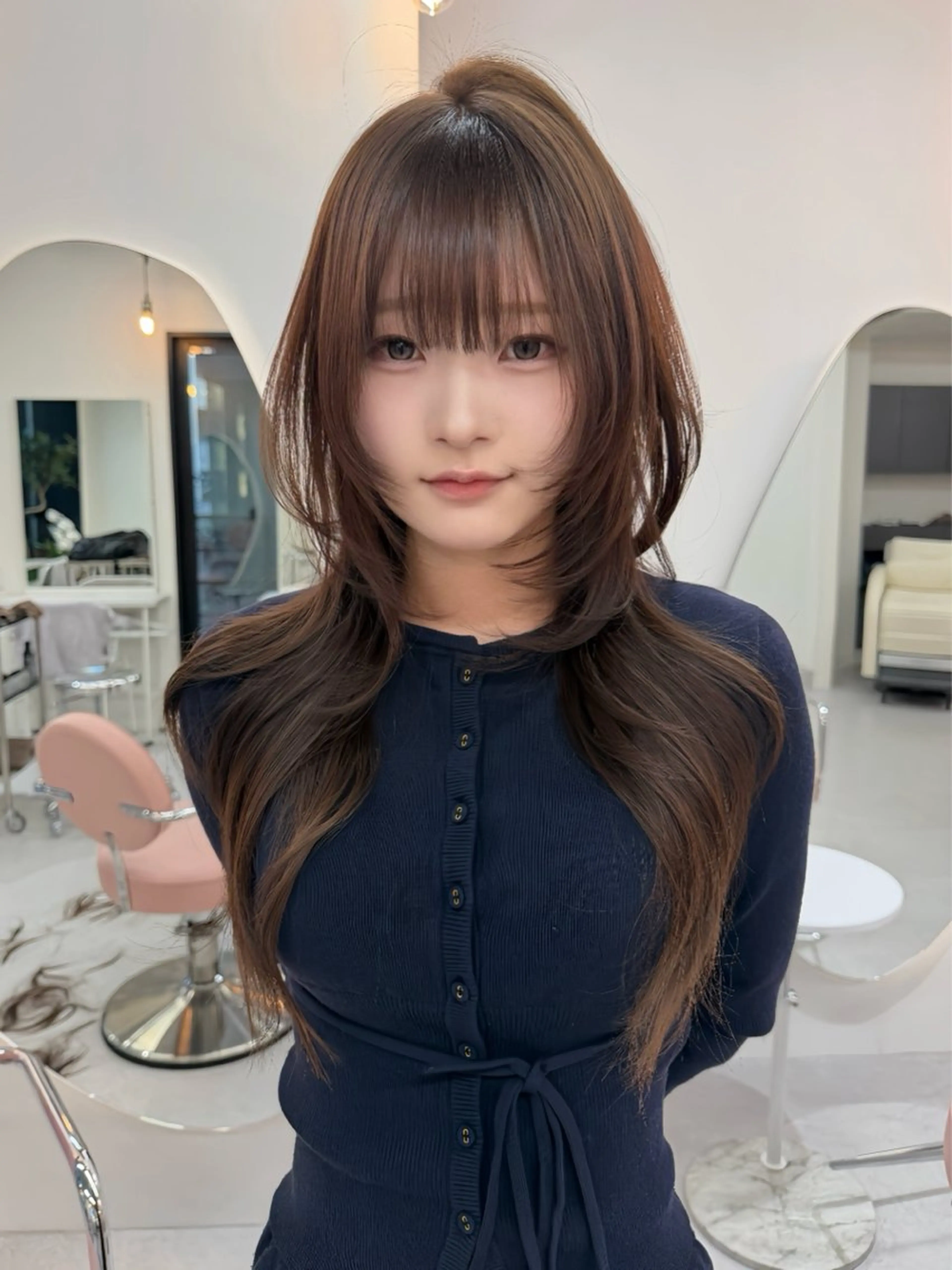 ロング カット ヘアカラー トリートメント RiA/レイヤーカッ ト/ハッシュカットのヘアスタイル