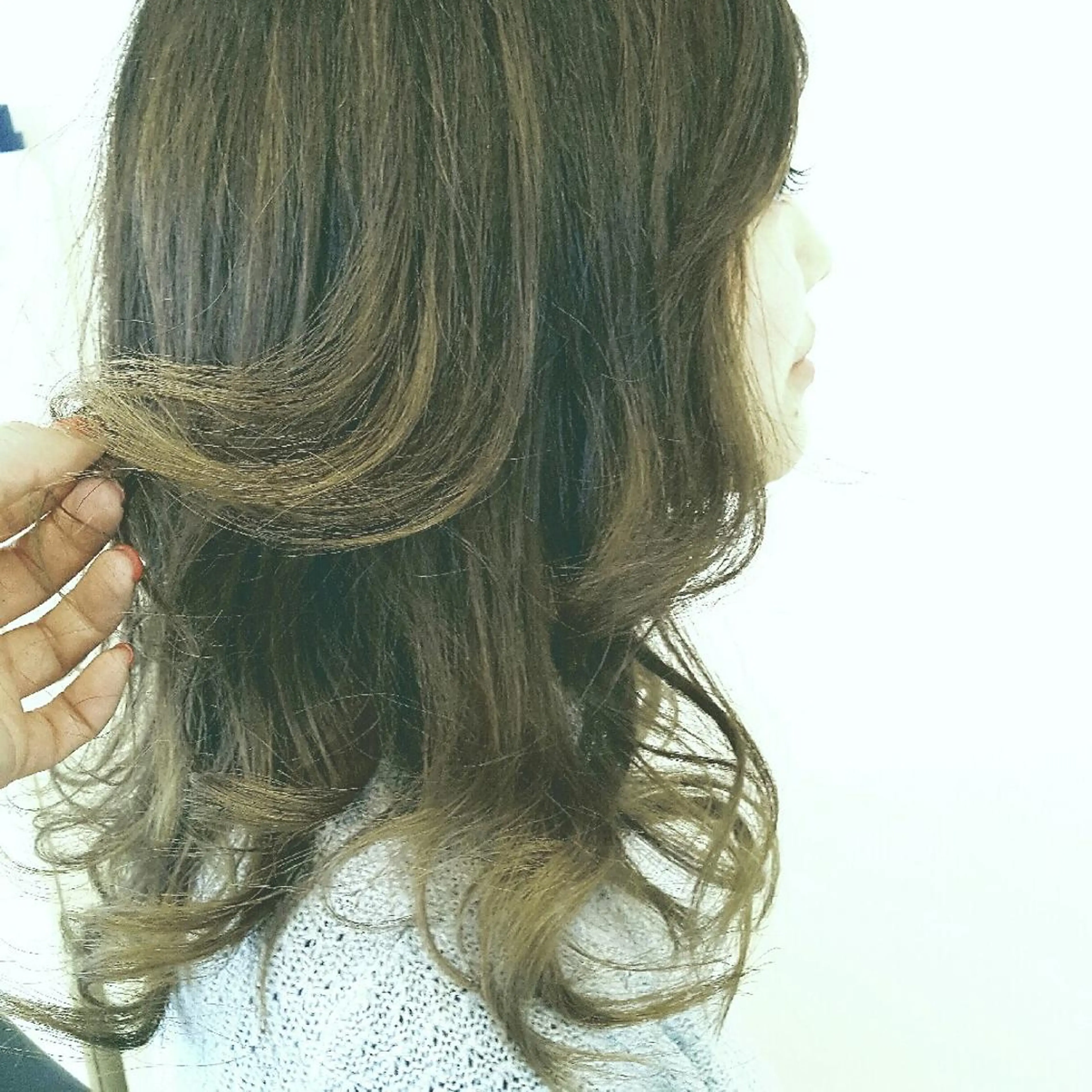 セミロング ハイライト 縮毛矯正 spa hair ark 富井直美のヘアスタイル