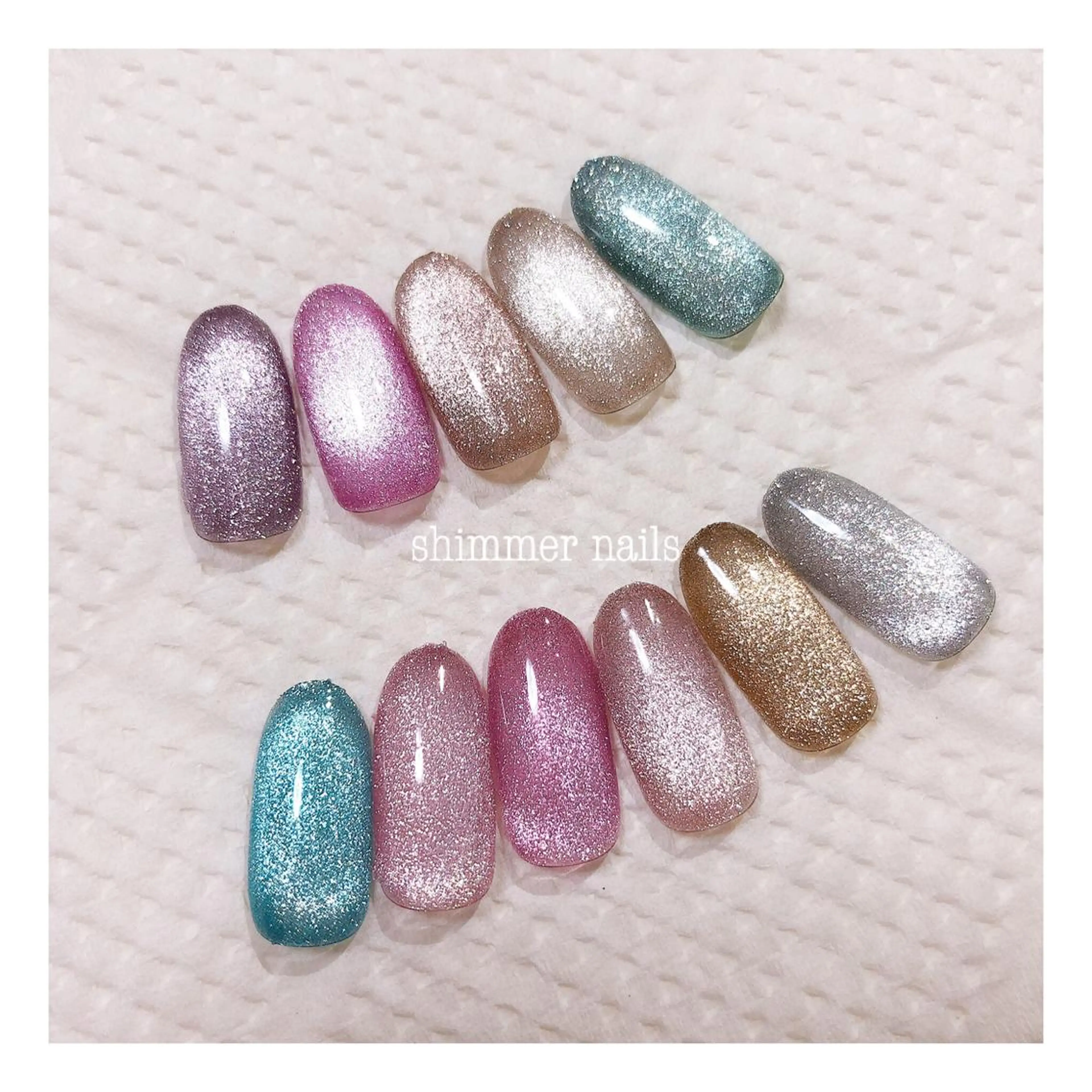 ネイル アートネイル ジェルネイル マグネットネイル ワンカラーネイル フットネイル shimmer nailsのネイルデザイン