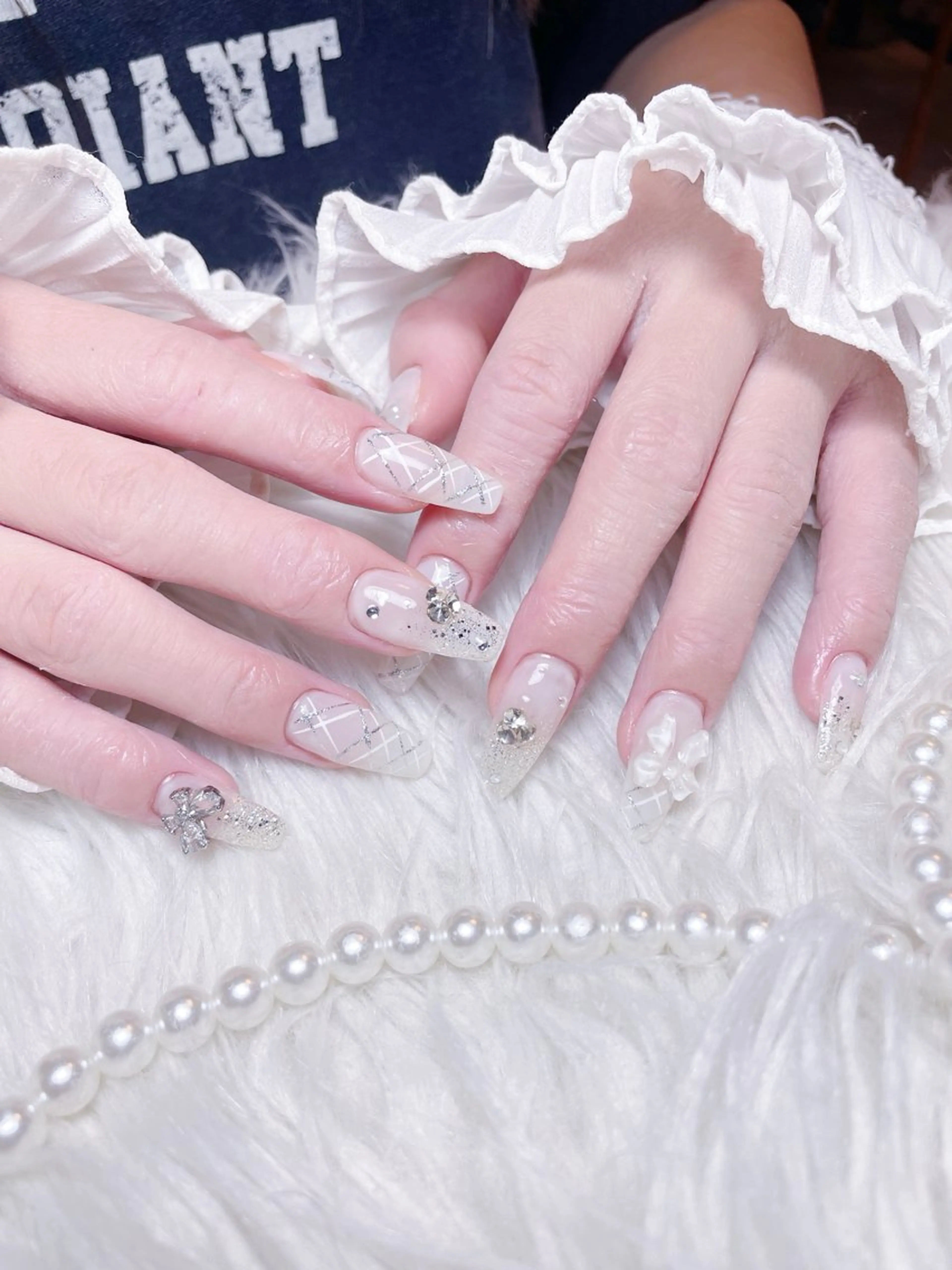 ネイル チークネイル 長さ出し フラワーネイル フレンチネイル ガーリー ハンドネイル ハンドケア NEW NAIL 池袋のネイルデザイン