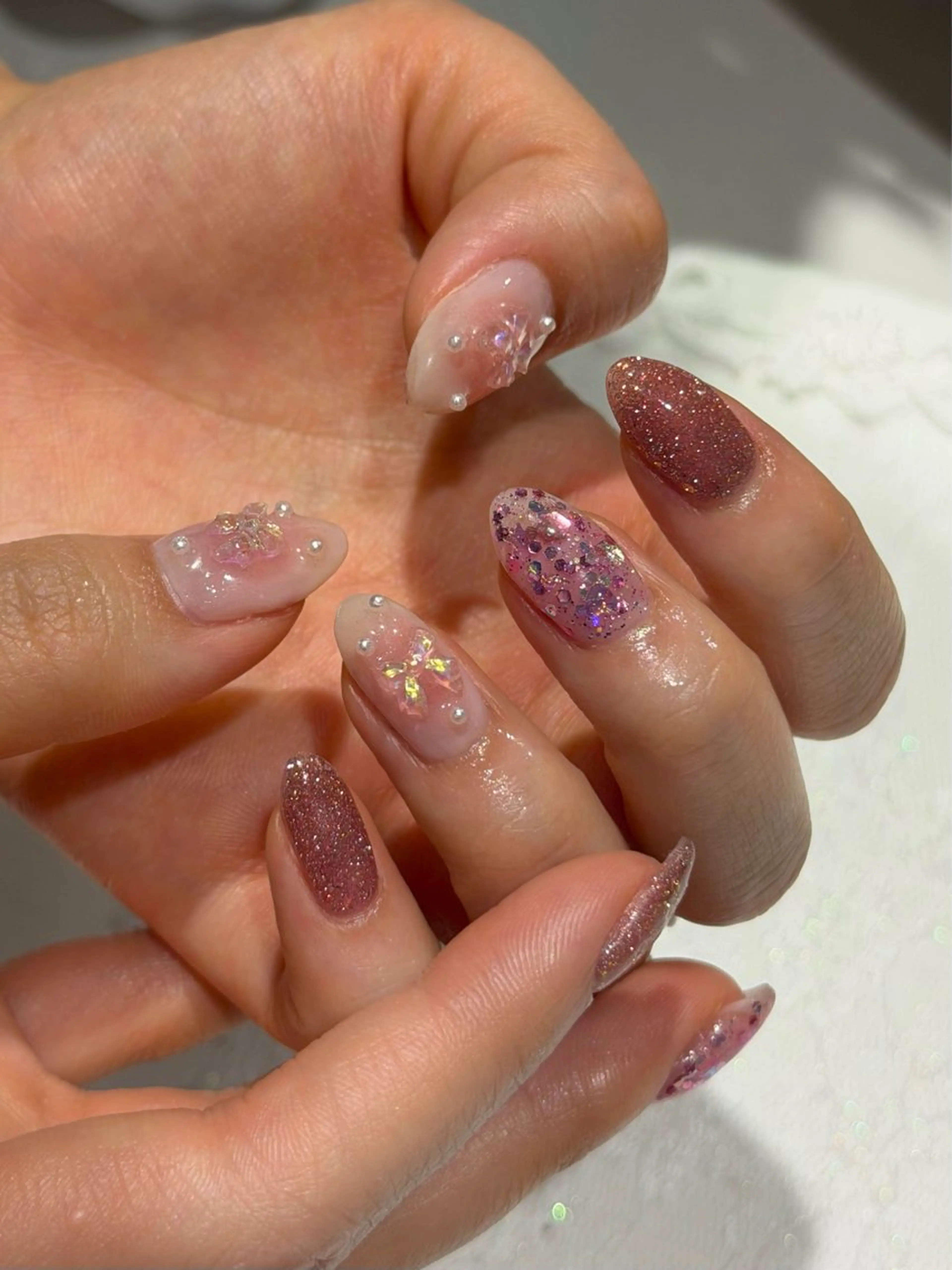 ネイル アートネイル 春ネイル yume 大人ガーリーネイルのネイルデザイン