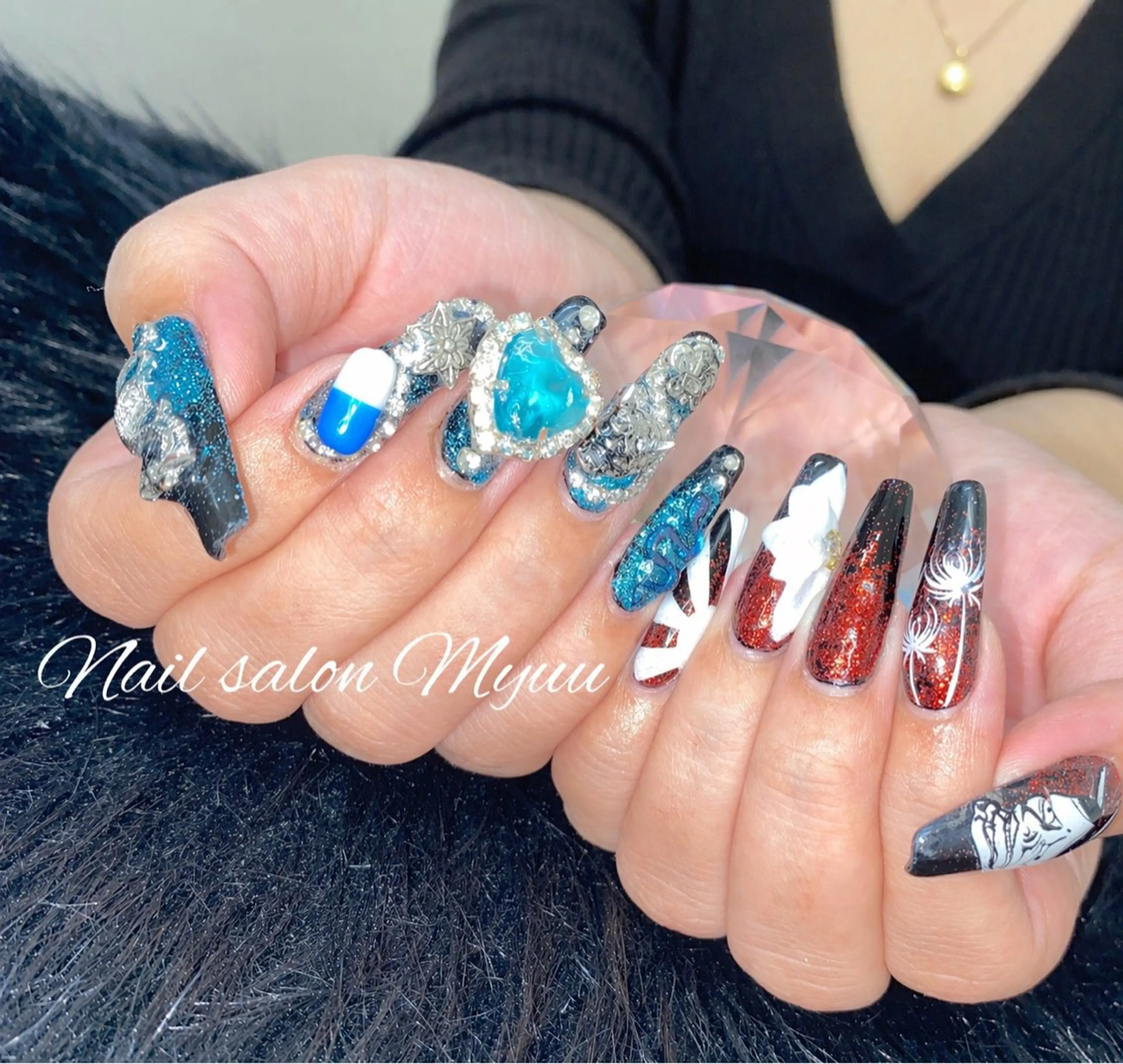 ネイル アートネイル ロングネイル 持ち込み スカルプネイル ネイルチップ ハンドネイル Nailsalon Myuu笠原のネイルデザイン