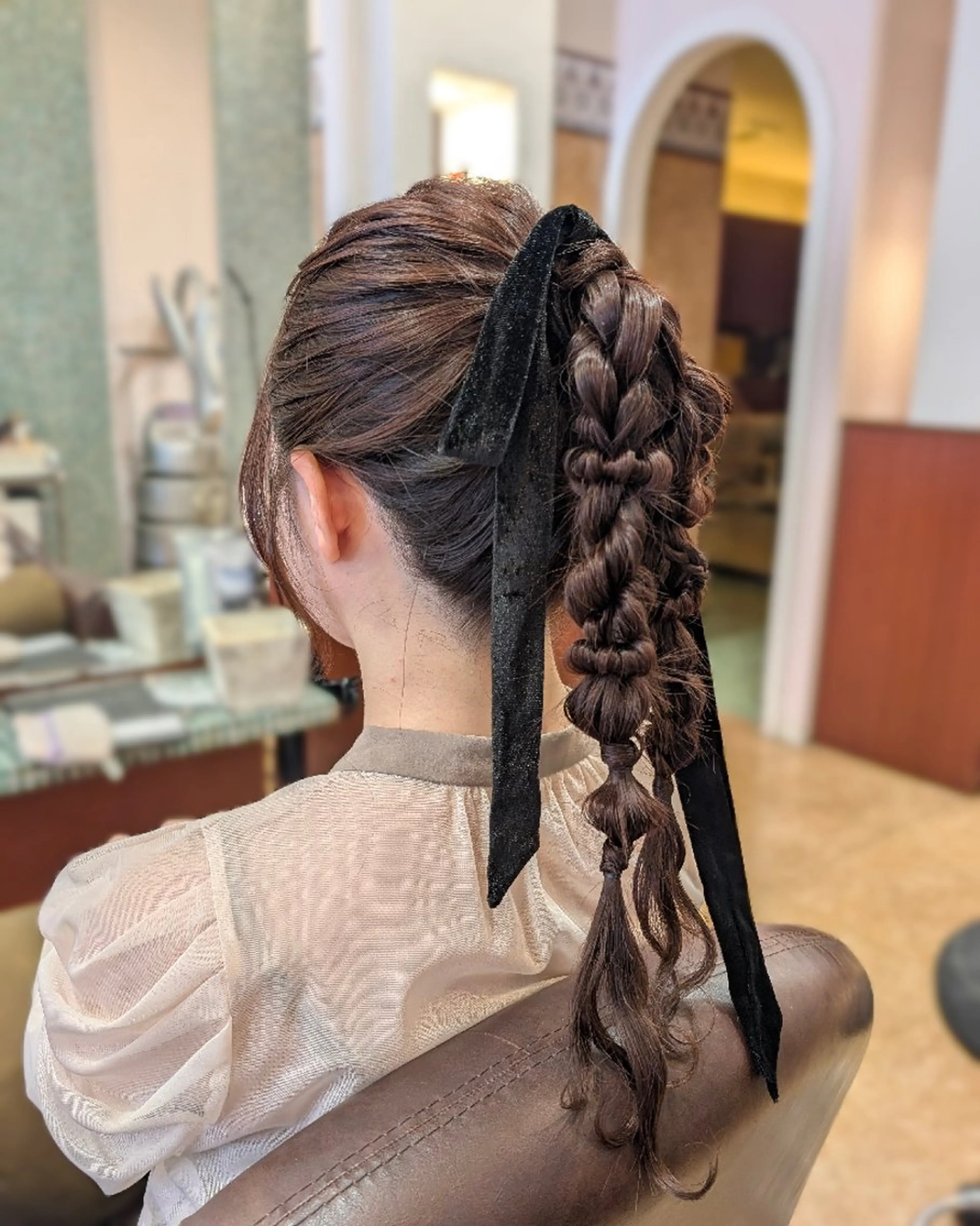ロング ヘアアレンジ ポニーテール ヘアセット ブランシェ勝川南口店 石原 あゆみのマツエク・マツパデザイン