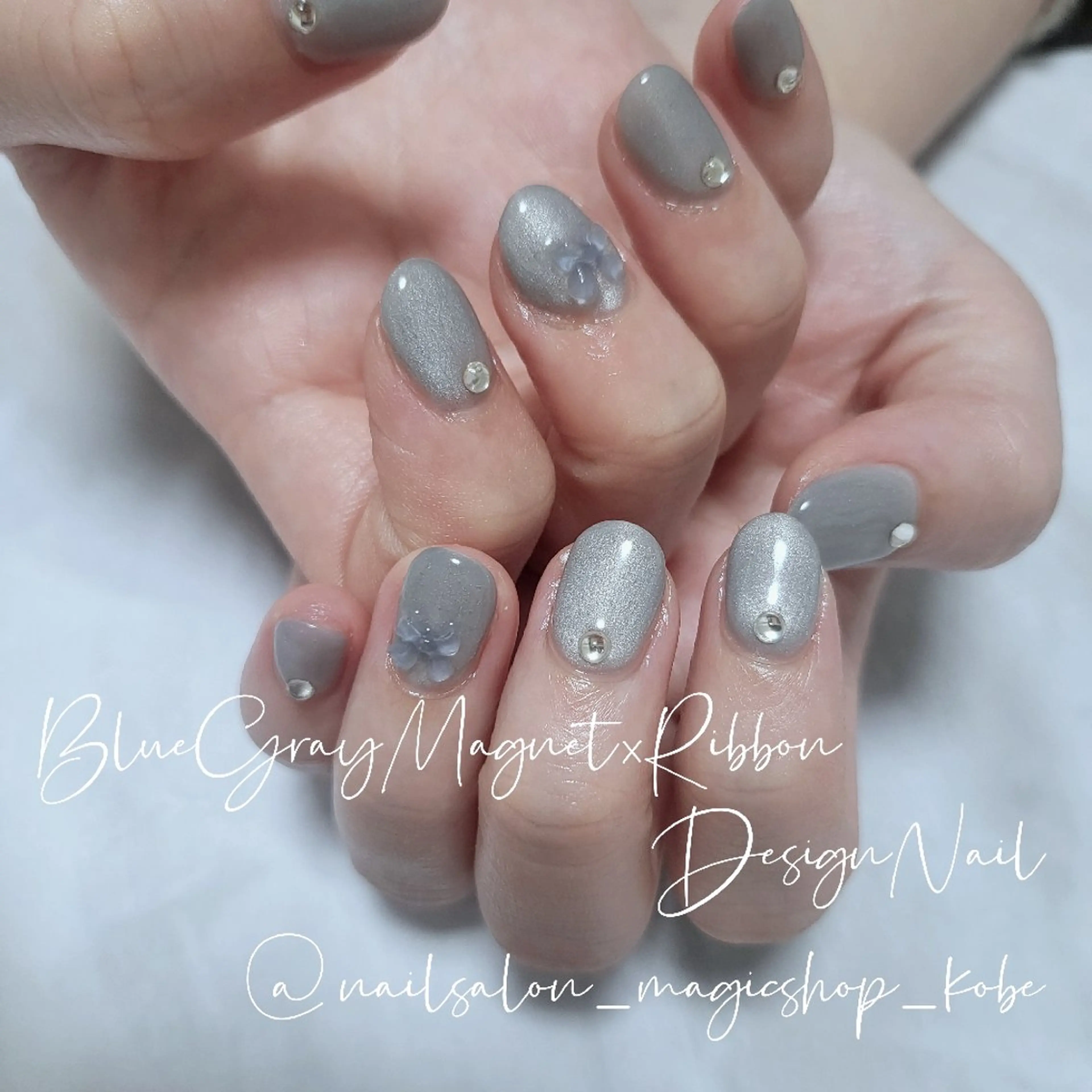 ネイル ブルー クリアネイル ジェルネイル マグネットネイル ネイビー ハンドネイル Nailsalon MagicShopのネイルデザイン