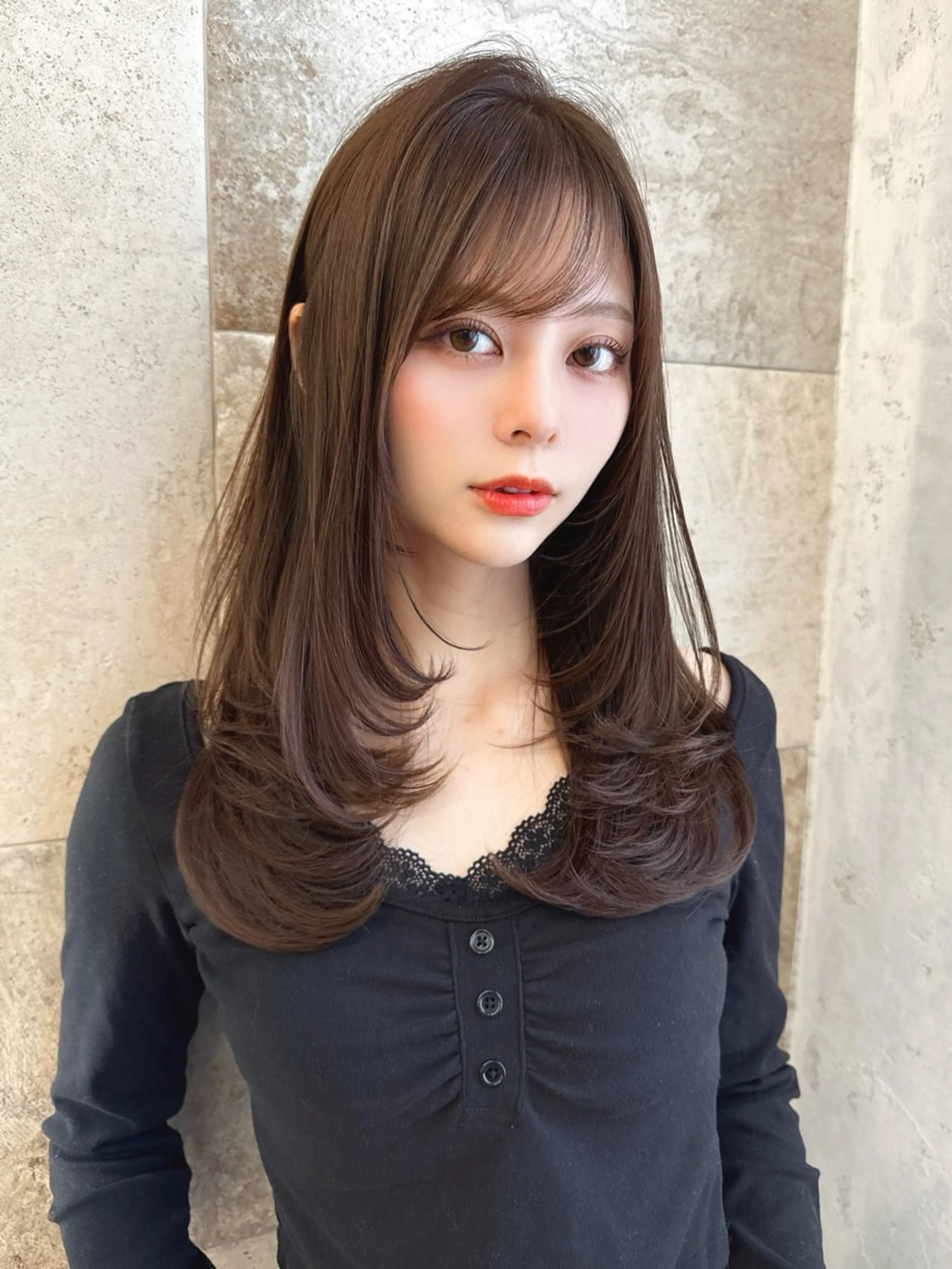 セミロング カラー カット ヘアカラー トリートメント レイヤーカット/ 顔周り 五島巨幹のヘアスタイル