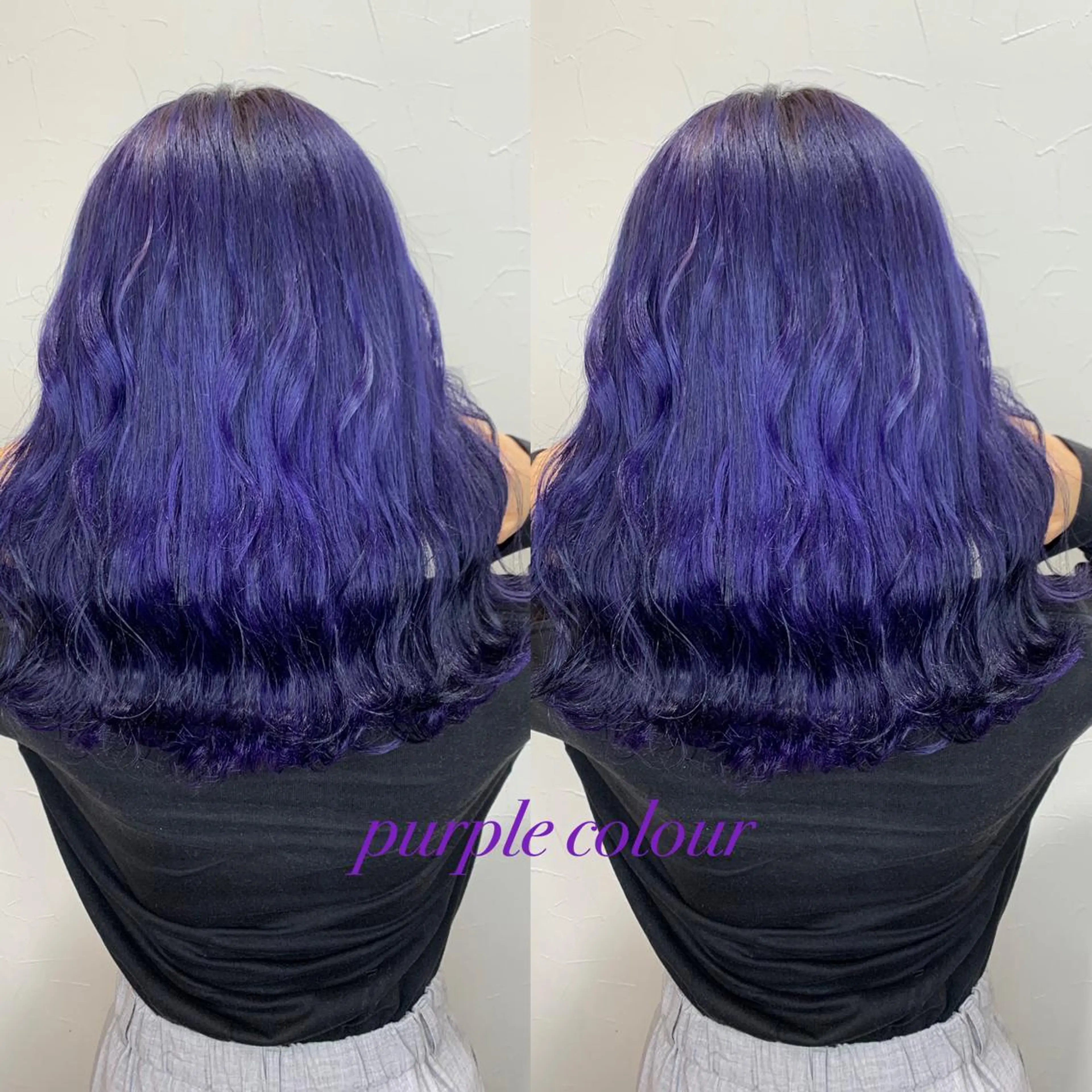 セミロング パープルカラー カット パーマ お悩み、似合わせ提案 将真のヘアスタイル