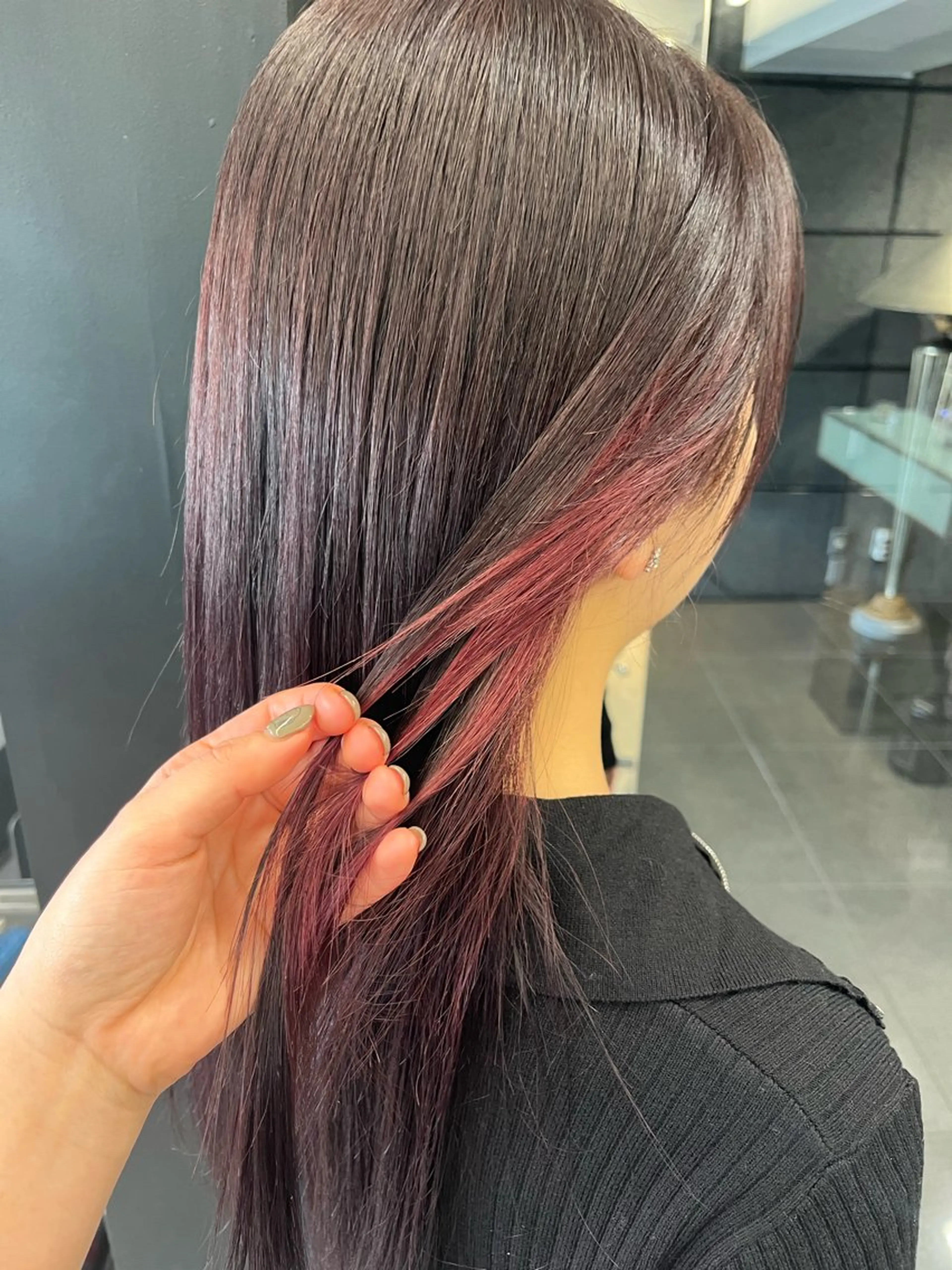 ミディアム カラー イヤリングカラー ピンクカラー ヘアカラー トリートメント 暖色カラー/パラッと Bob/モエのヘアスタイル