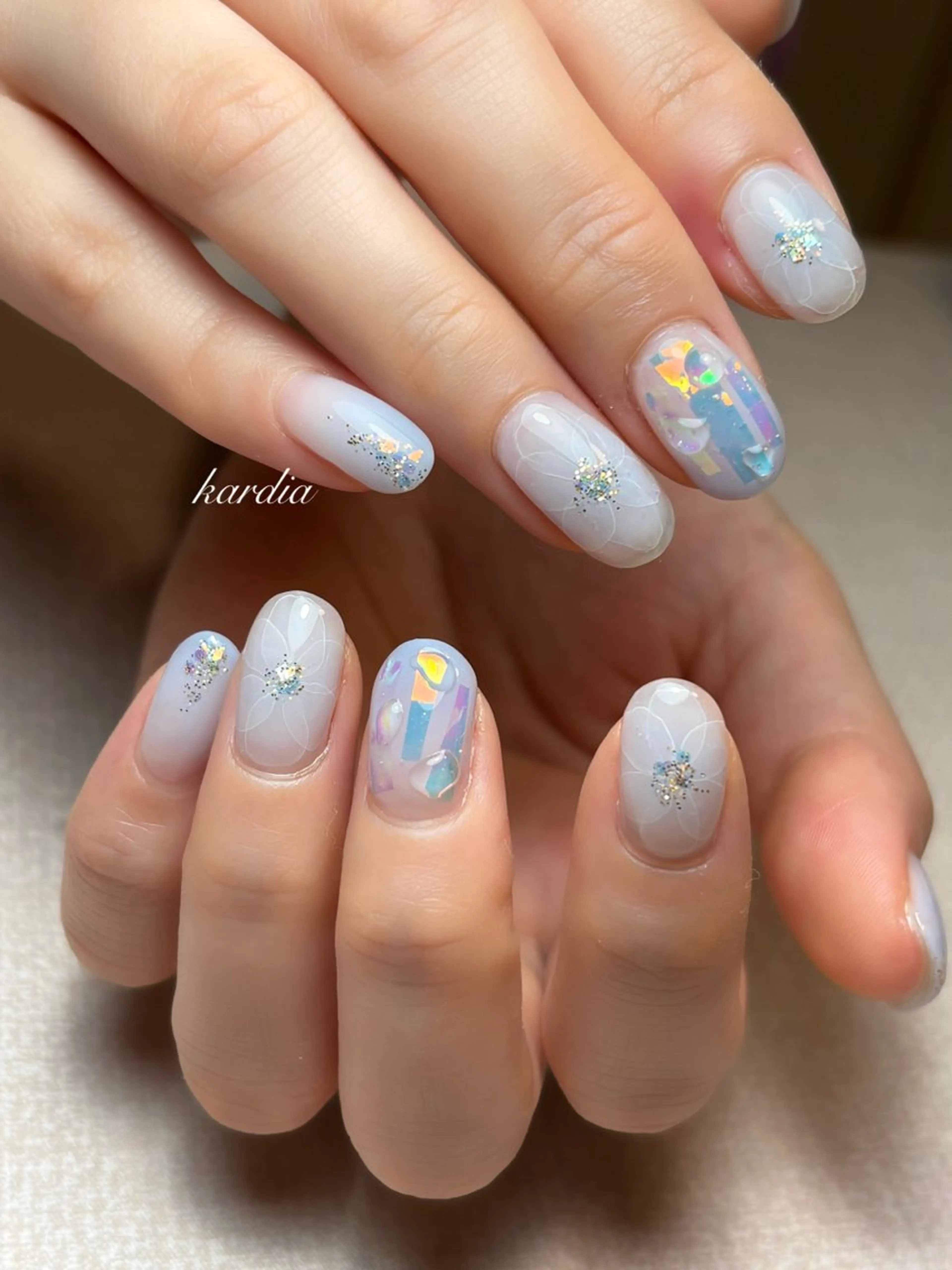 ネイル ハンドネイル καρδιά -ｶﾙﾃﾞｨｱ-のネイルデザイン