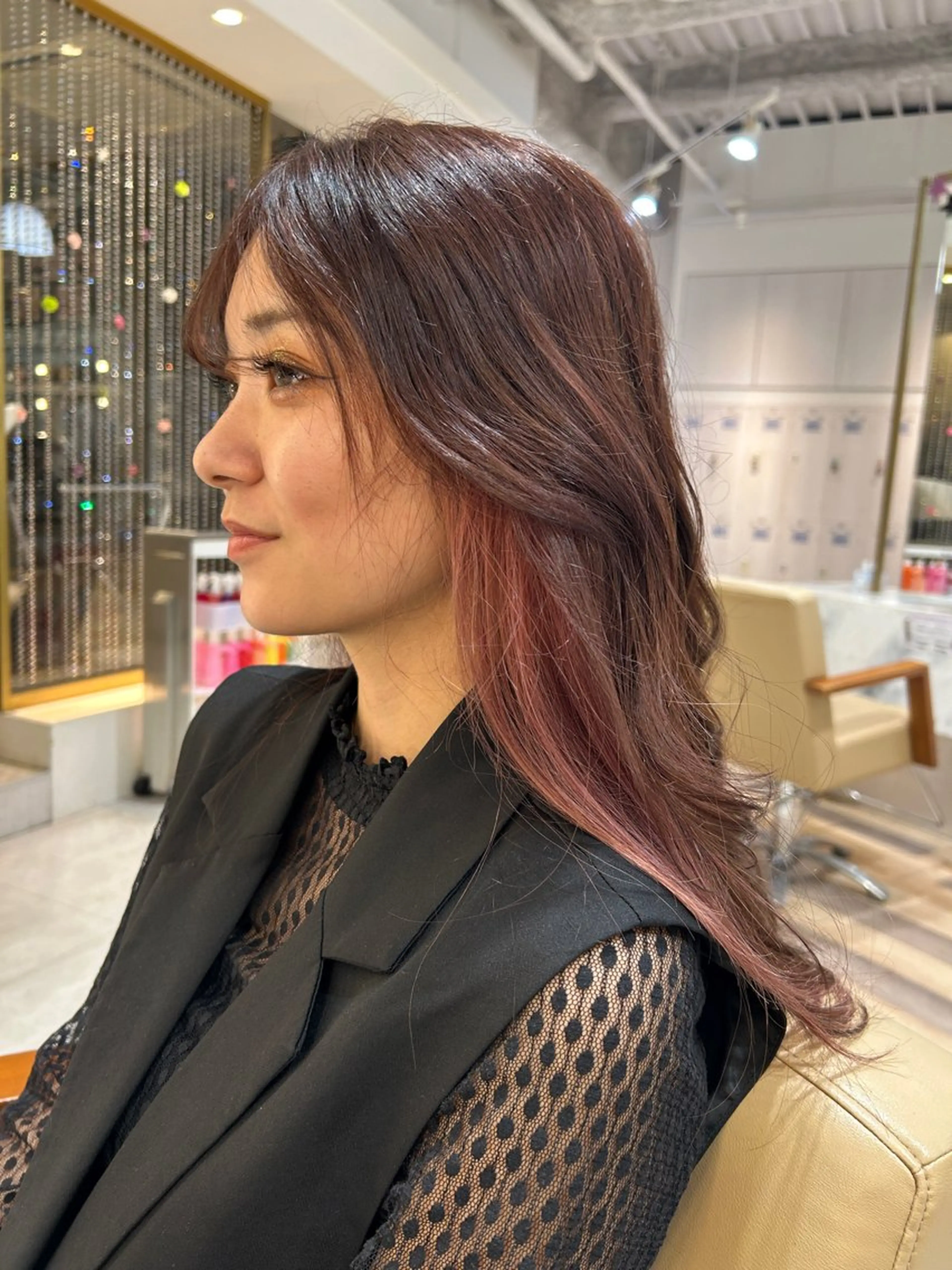 ロング カラー ピンクカラー 野田阪神/レイヤー/ ハイライト/yuuのヘアスタイル