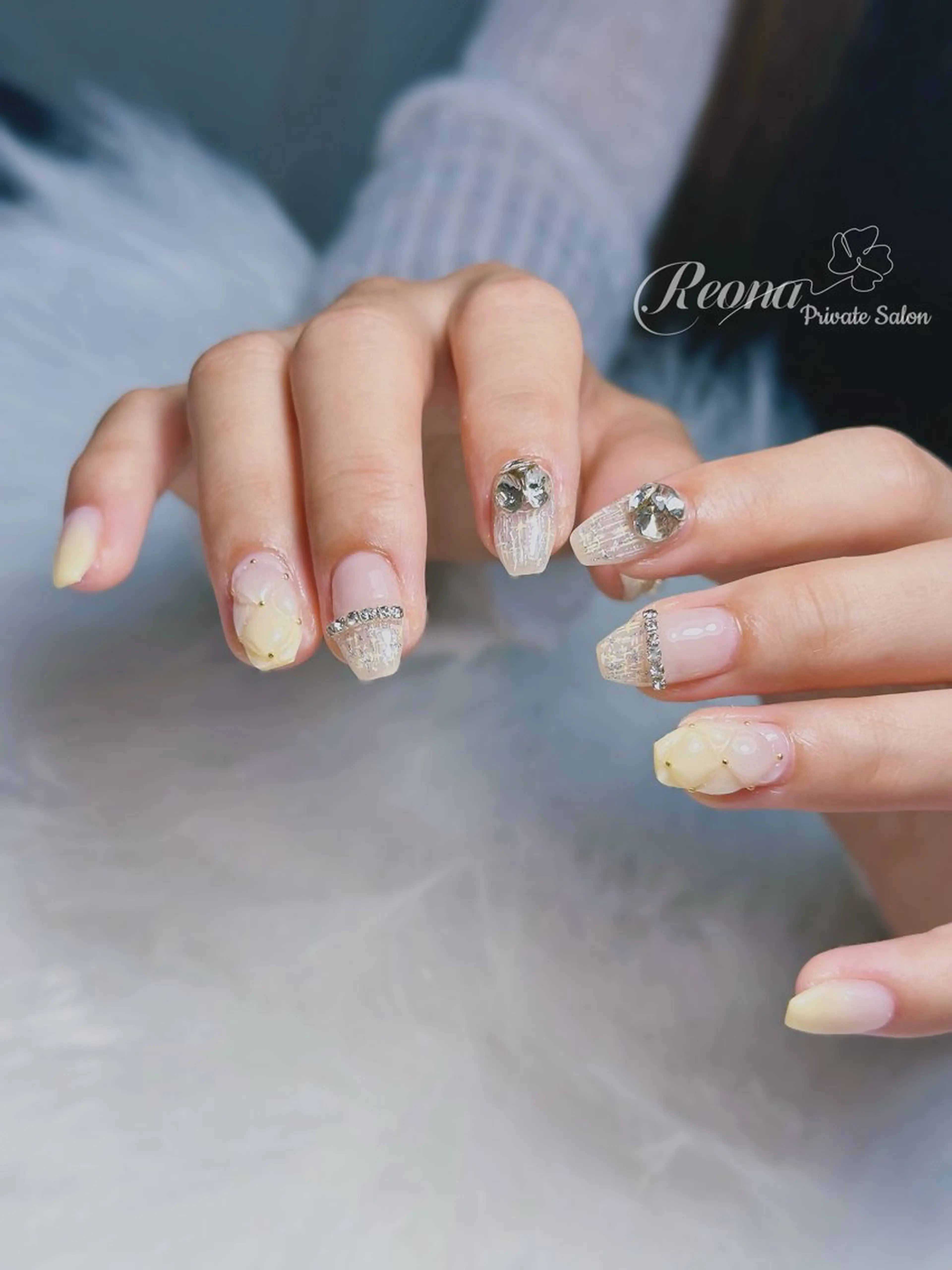 ネイル ジェルネイル ハート マグネットネイル ミラーネイル パラジェル ハンドネイル Reona Nailのネイルデザイン