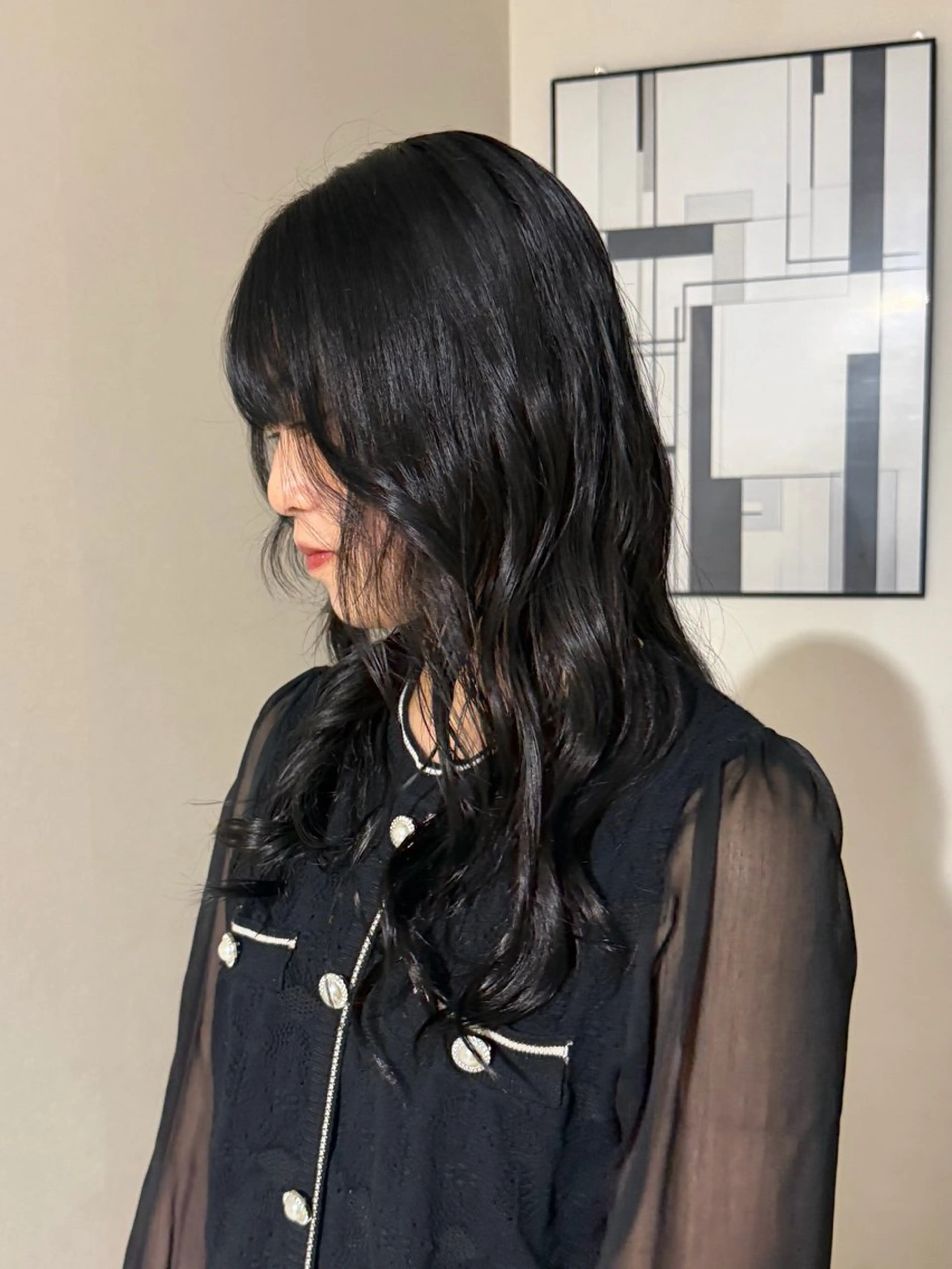 ロング カラー 黒髪 ブラウンカラー 透明感カラー 木村 彩葉のヘアスタイル