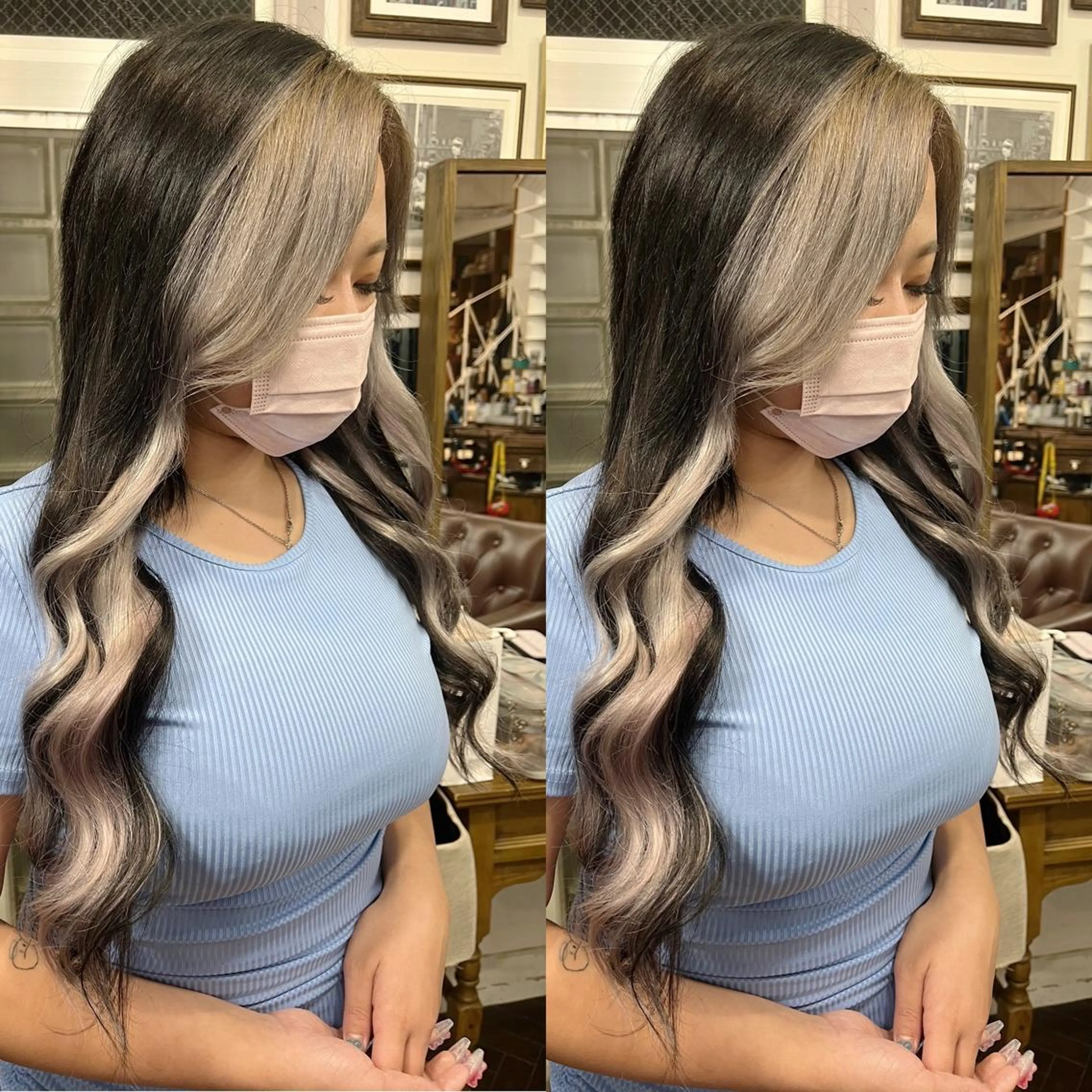 ロング カラー モモカ/ハイトーン /バレイヤージュのヘアスタイル