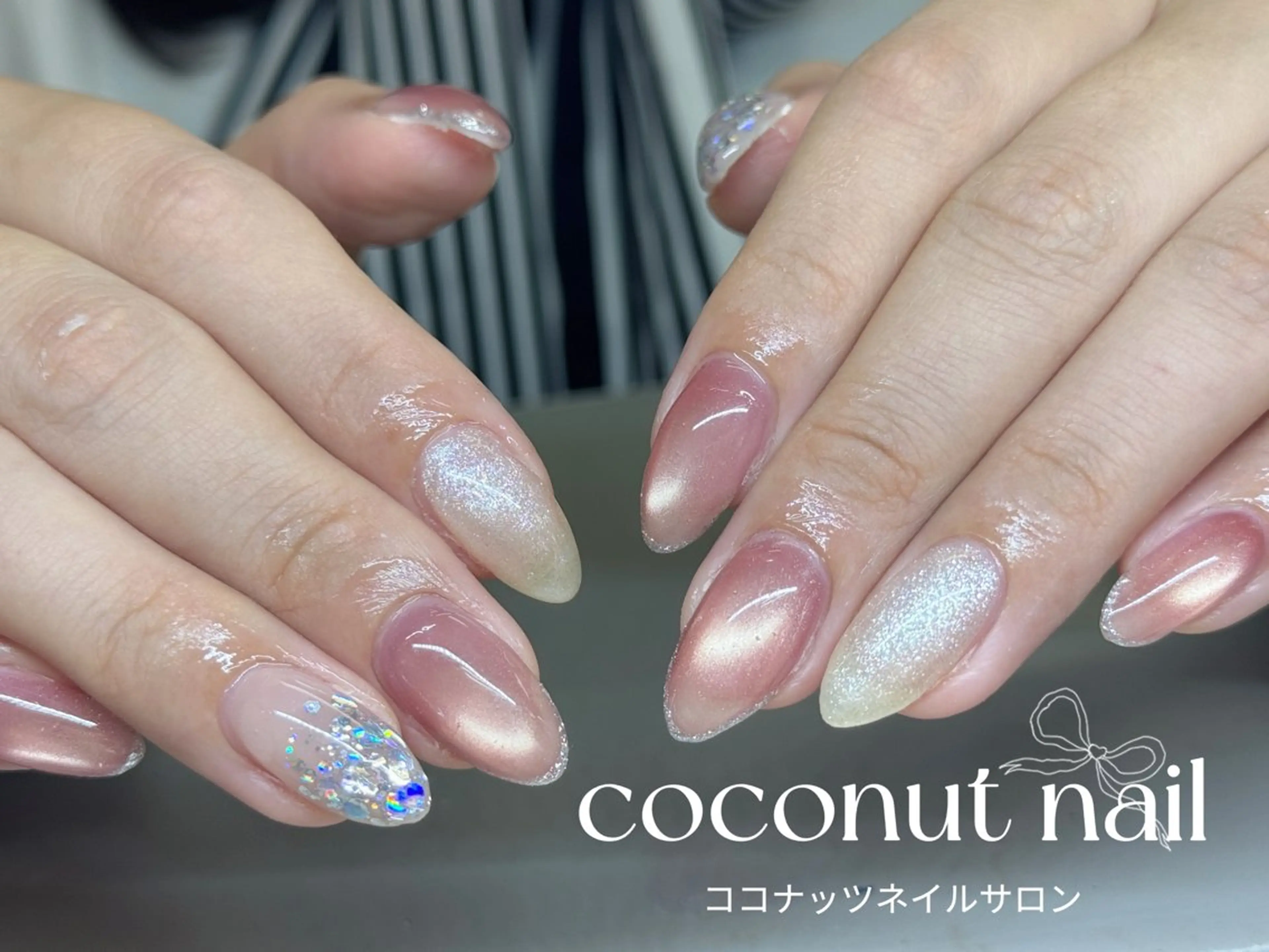 ネイル べっ甲ネイル フレンチネイル キラキラネイル マグネットネイル 大理石ネイル(マーブル) ハンドネイル 神田 ココナッツのネイルデザイン