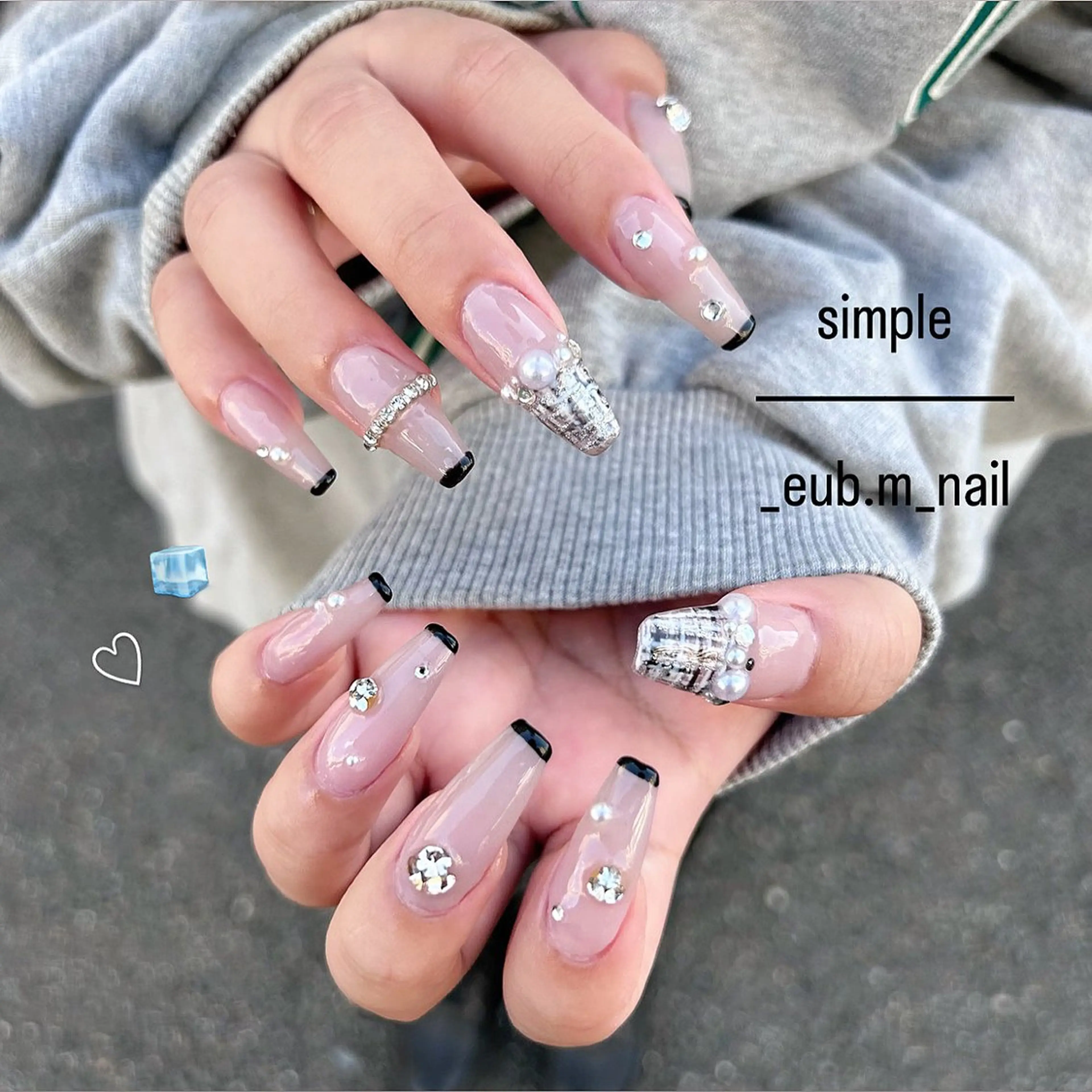ネイル フレンチネイル ピンク ピンクベージュ シンプルネイル ツイードネイル 深夜ネイルサロン eub.m_nailのネイルデザイン