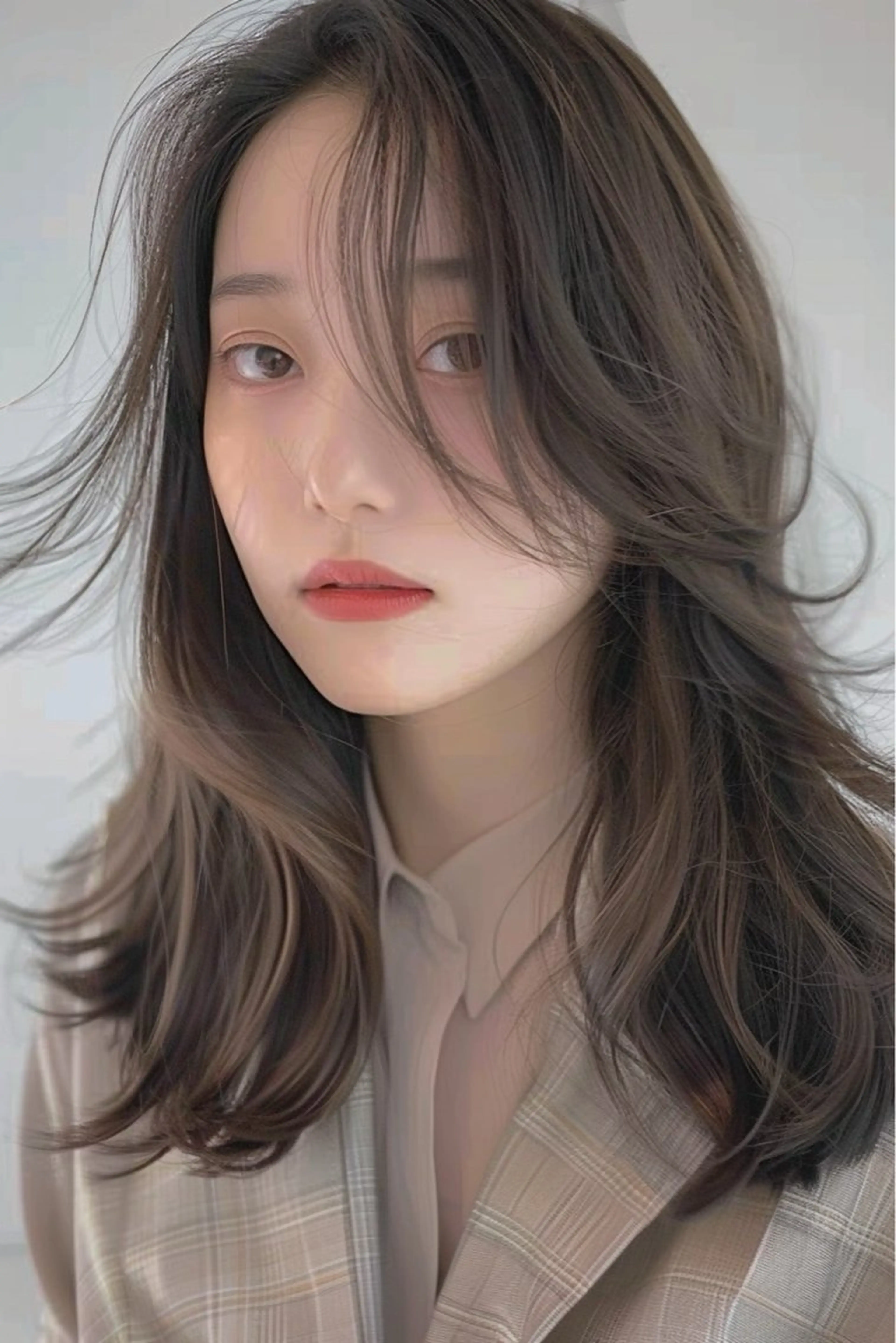 ミディアム カット ヘアカラー トリートメント 新宿/韓国レイヤー/ 顔まわり/メンズヘアのヘアスタイル