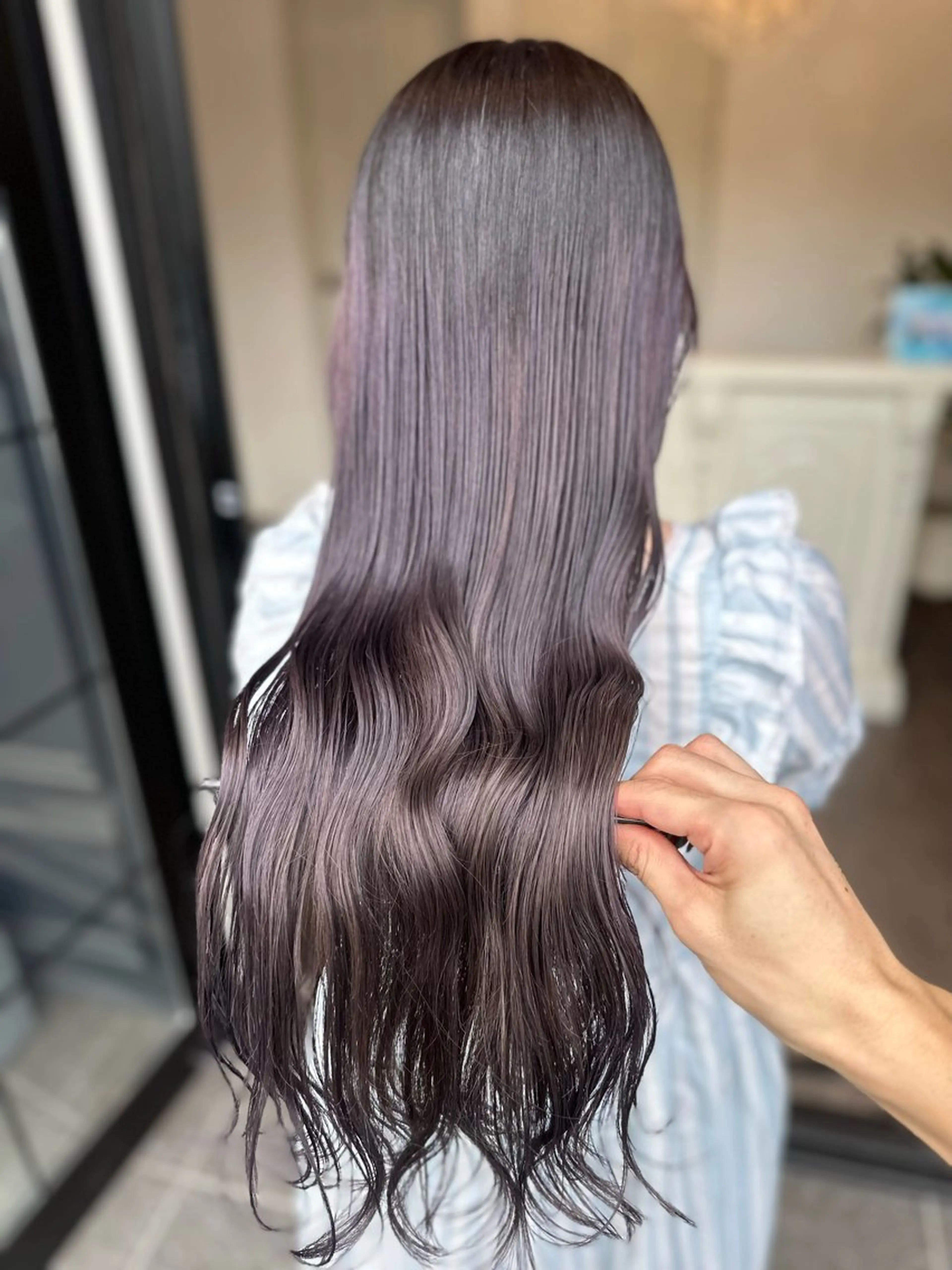 ロング カラー ラベンダーカラー 韓国風ヘア カット ヘアカラー トリートメント 成松 勇治のヘアスタイル