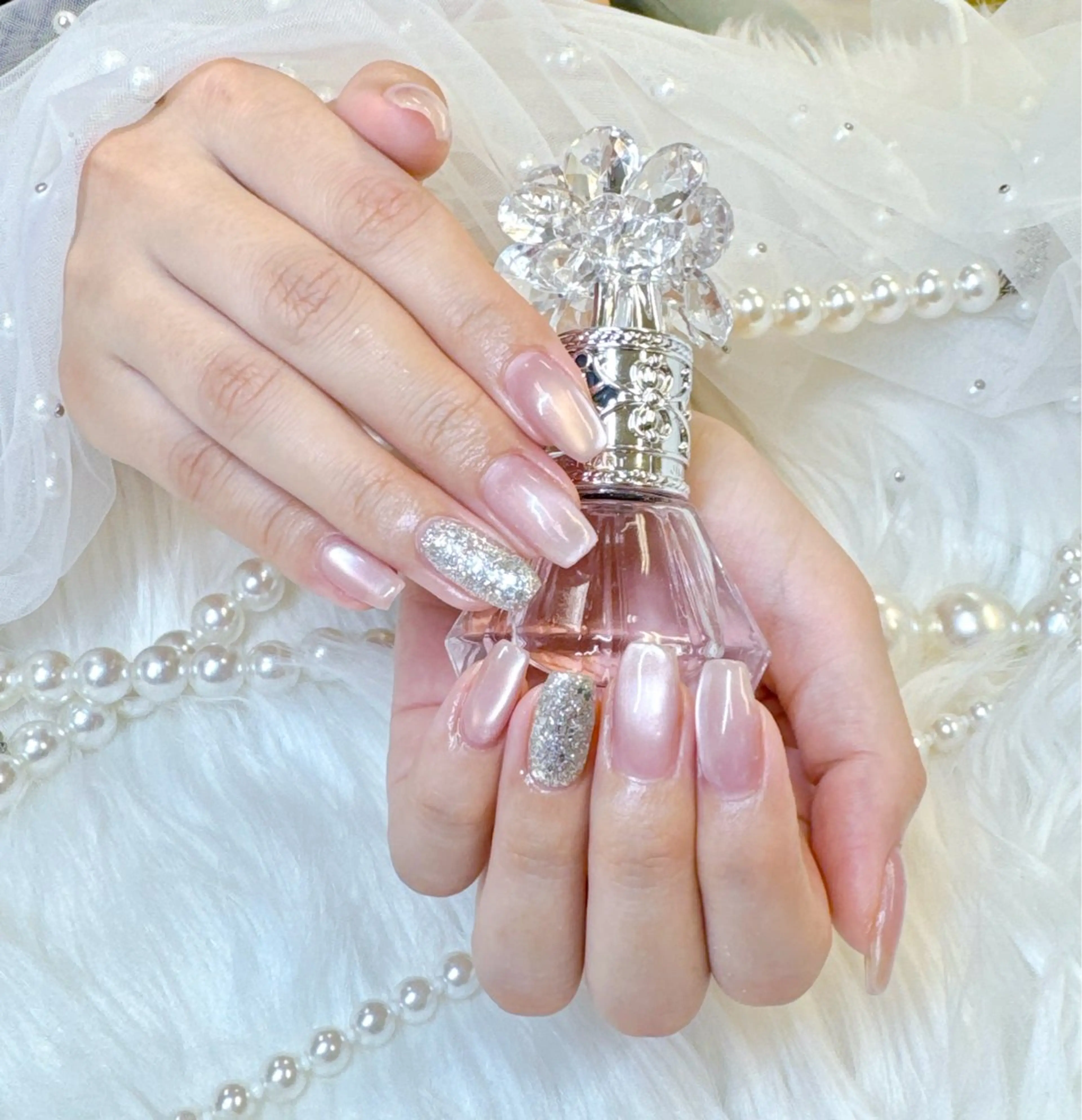 ネイル アートネイル べっ甲ネイル フレンチネイル ジェルネイル ガラスフレンチ ハンドネイル Queeens nailのネイルデザイン