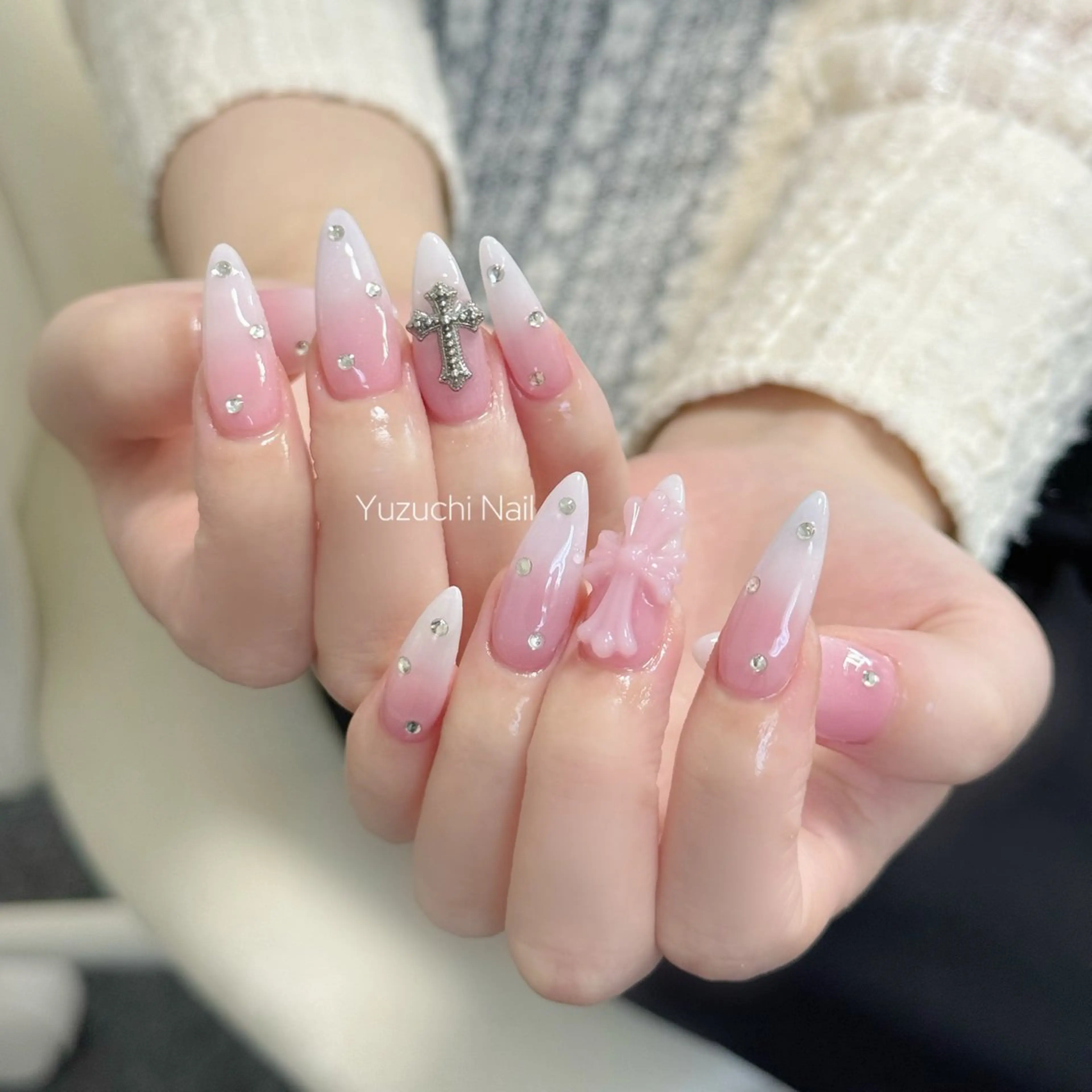 ネイル 長さ出し キラキラネイル ハンドネイル Yuzuchi Nailのネイルデザイン