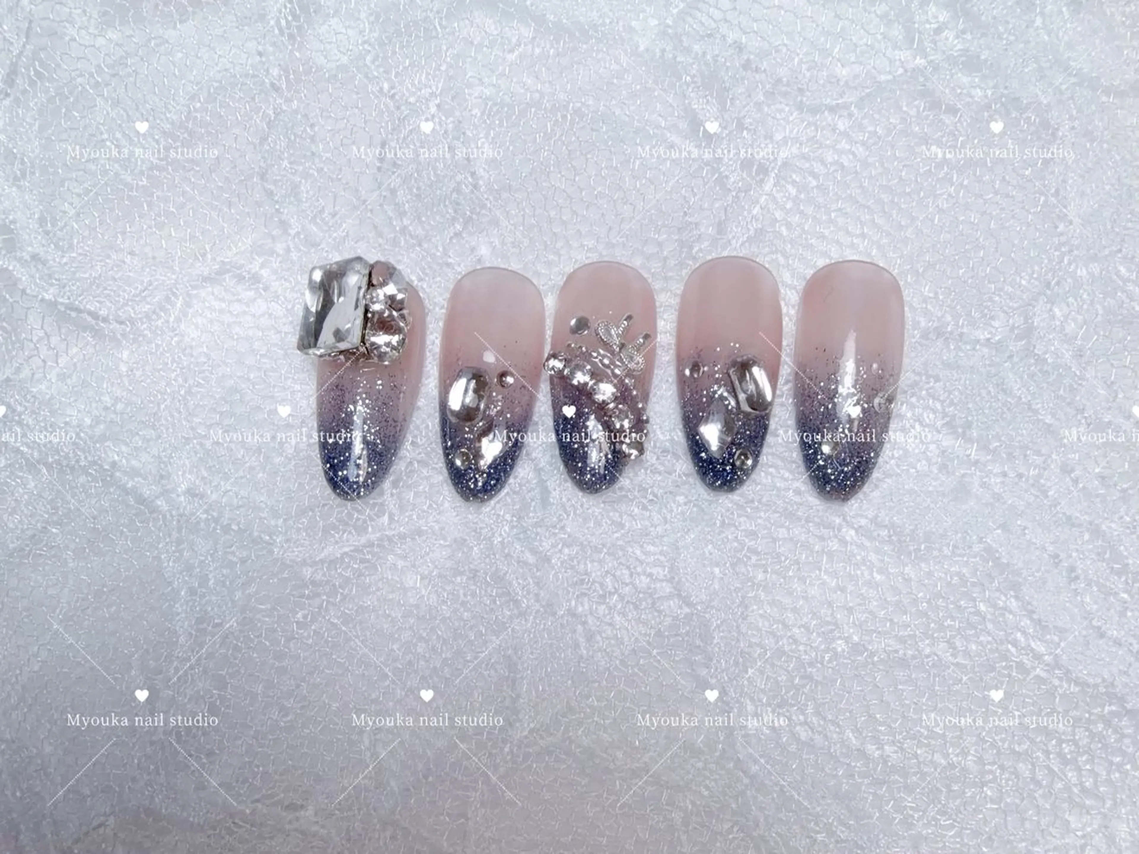 ネイル チークネイル 長さ出し フットネイル ジェルネイル グラデーション ハンドネイル Myouka 板橋区大山駅前店のネイルデザイン