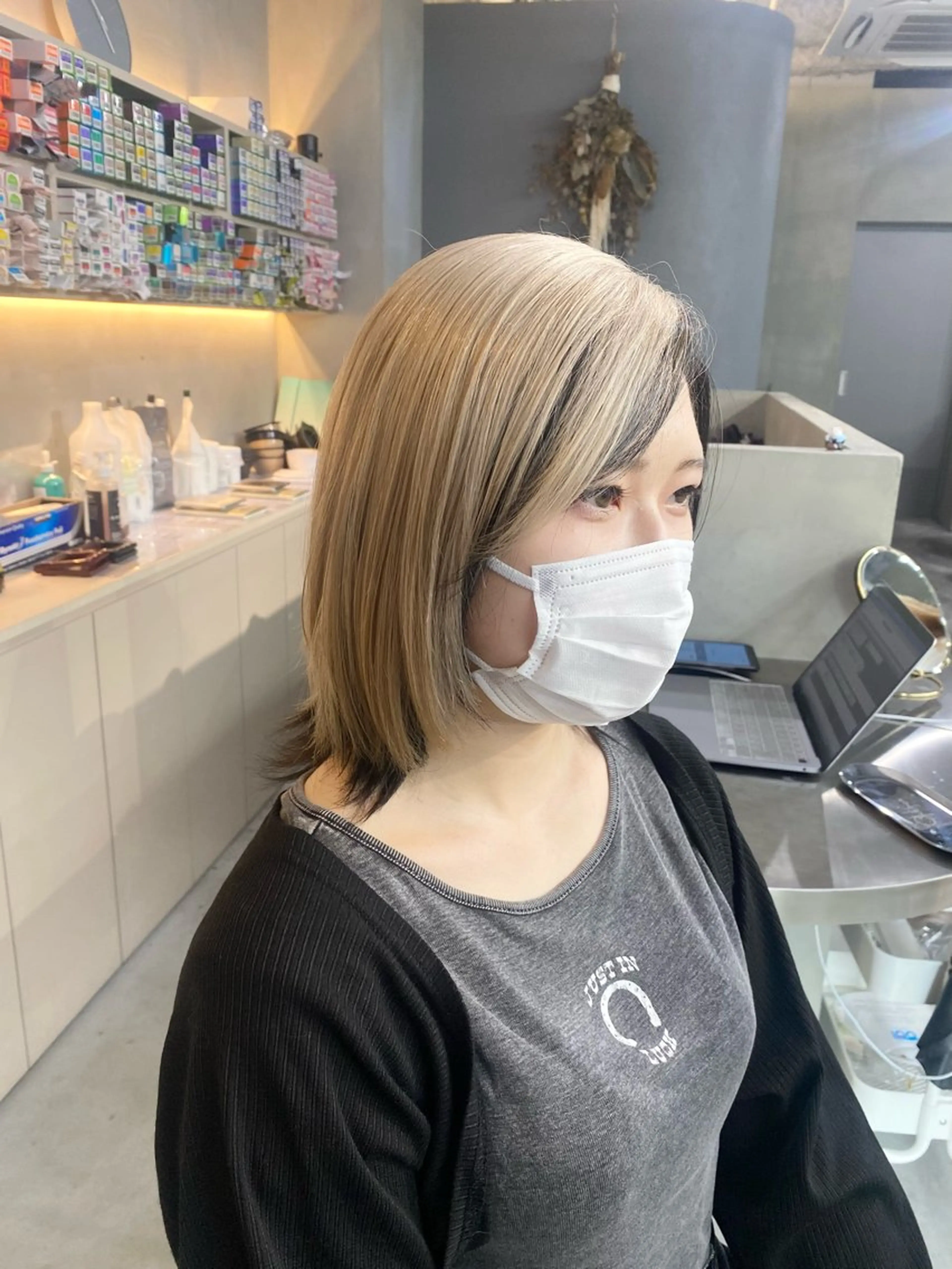 ミディアム カラー ヘアカラー 前橋 姫奈のヘアスタイル