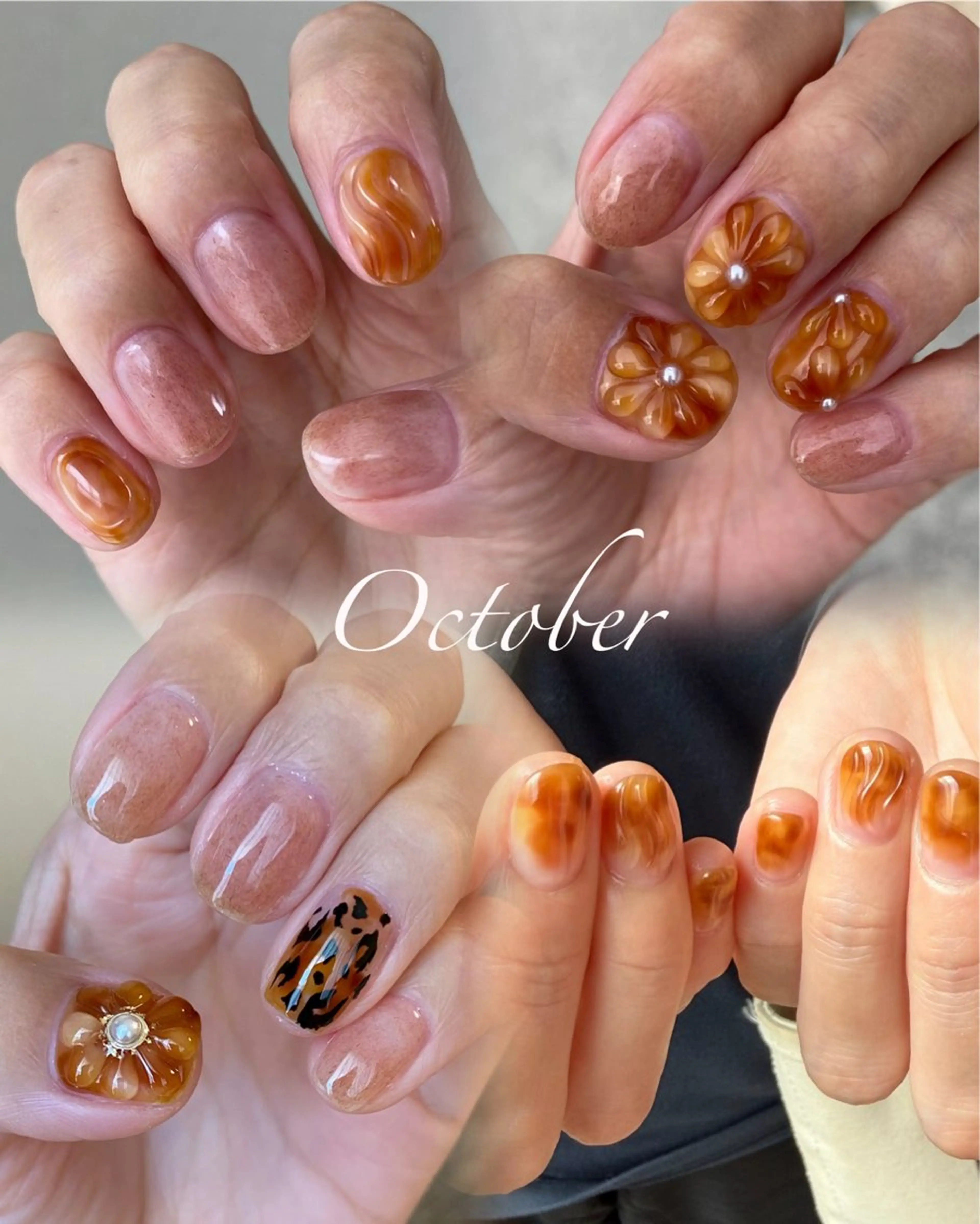 ネイル べっ甲ネイル ブラウン 舞鶴 奈々美のネイルデザイン