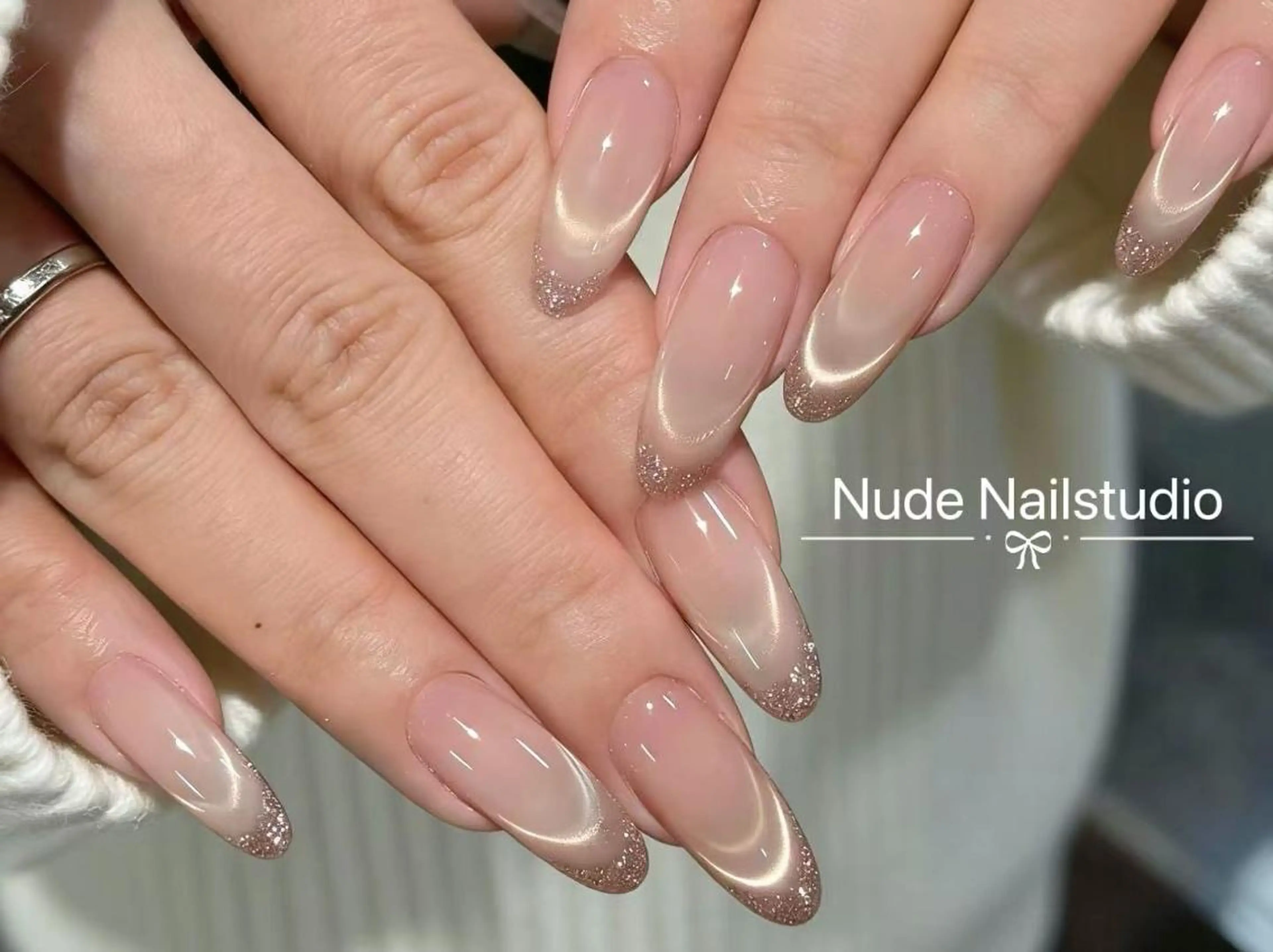 ネイル チークネイル フットネイル フレンチネイル ジェルネイル ガラスフレンチ ヌドネイルスタジオ もものネイルデザイン