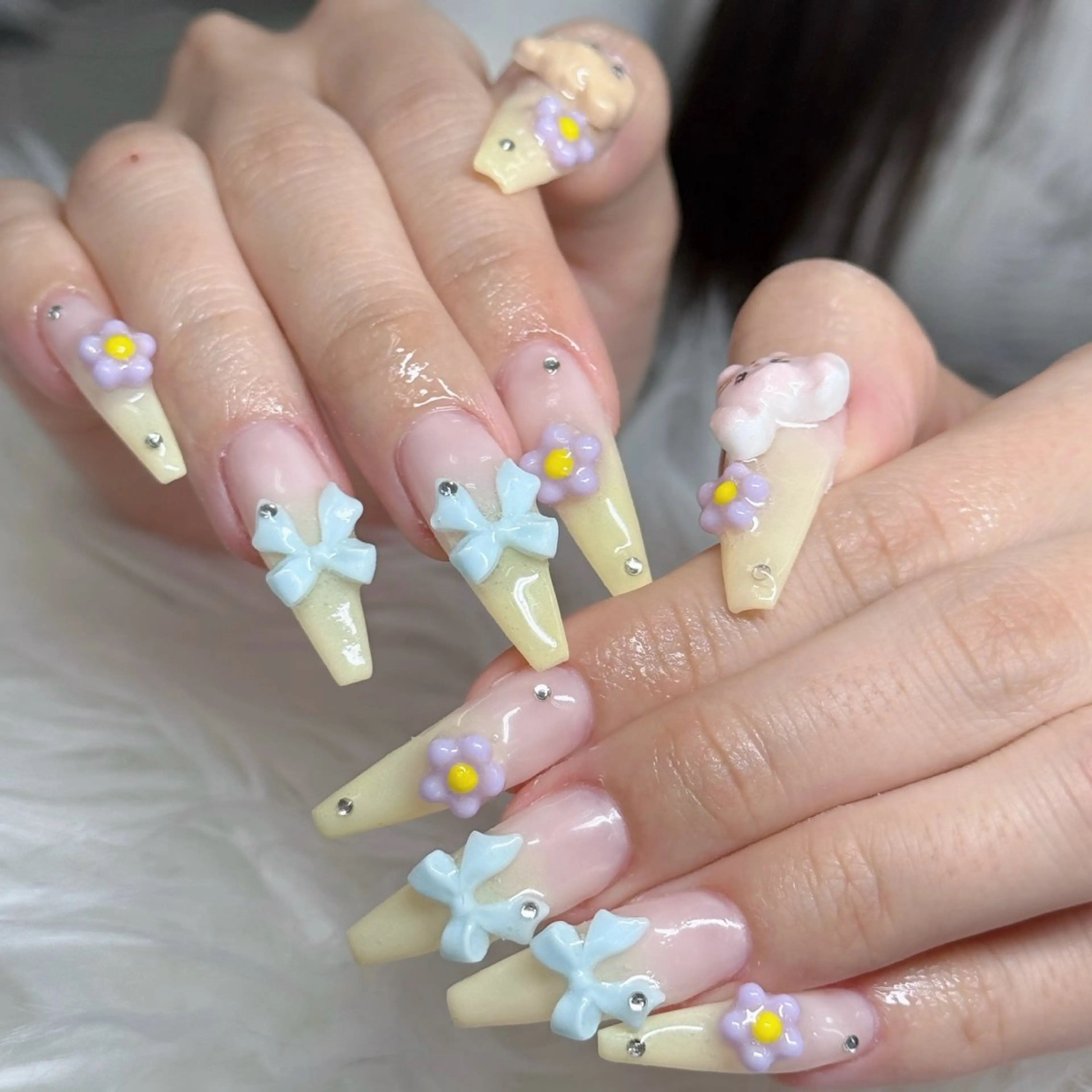 ネイル フットネイル フレンチネイル グラデーション 韓国ネイル ロングネイル Hani Nail Salonのネイルデザイン