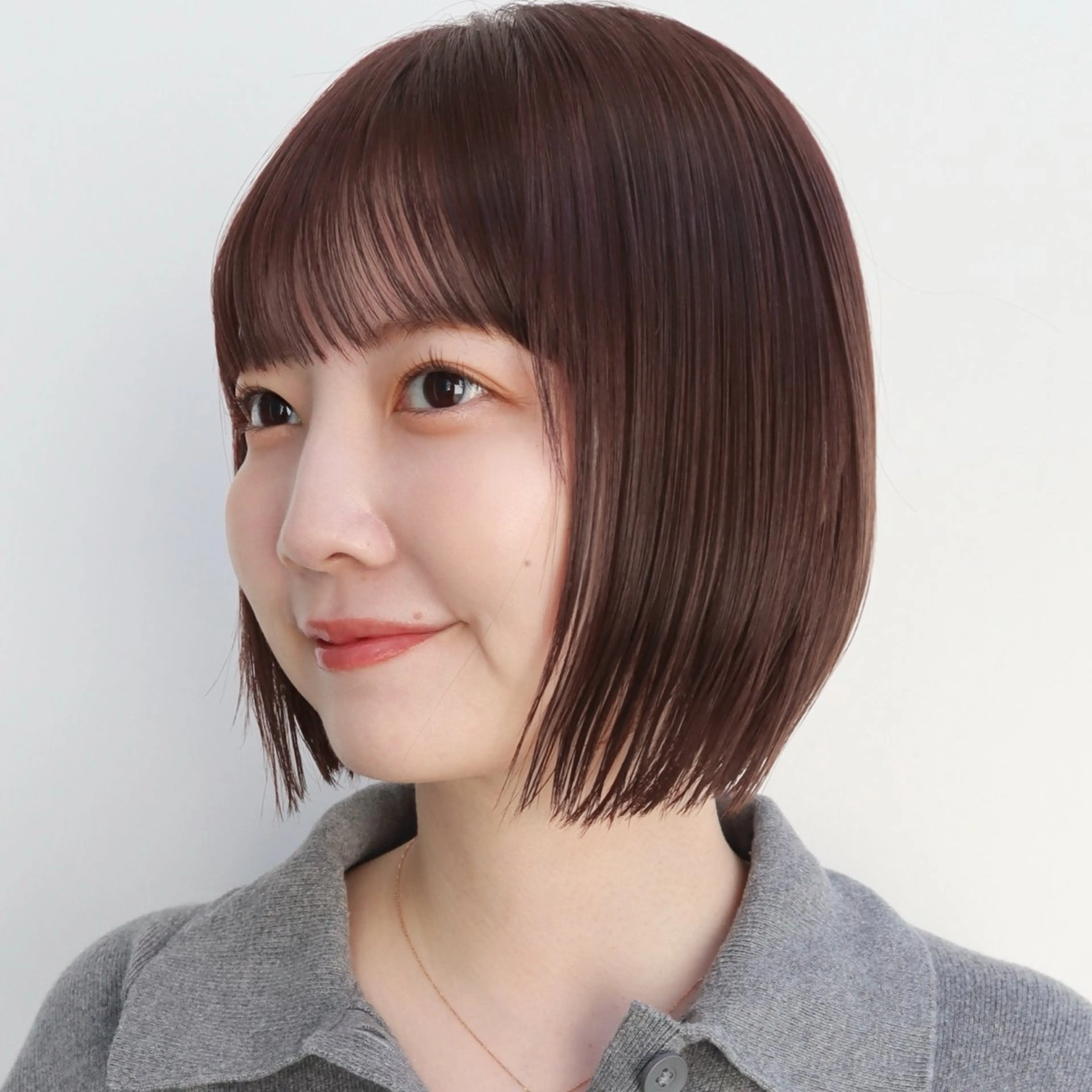 ミディアム カット 縮毛矯正 saki‪🌱‬♡ /ボブ/透明感カラーのヘアスタイル