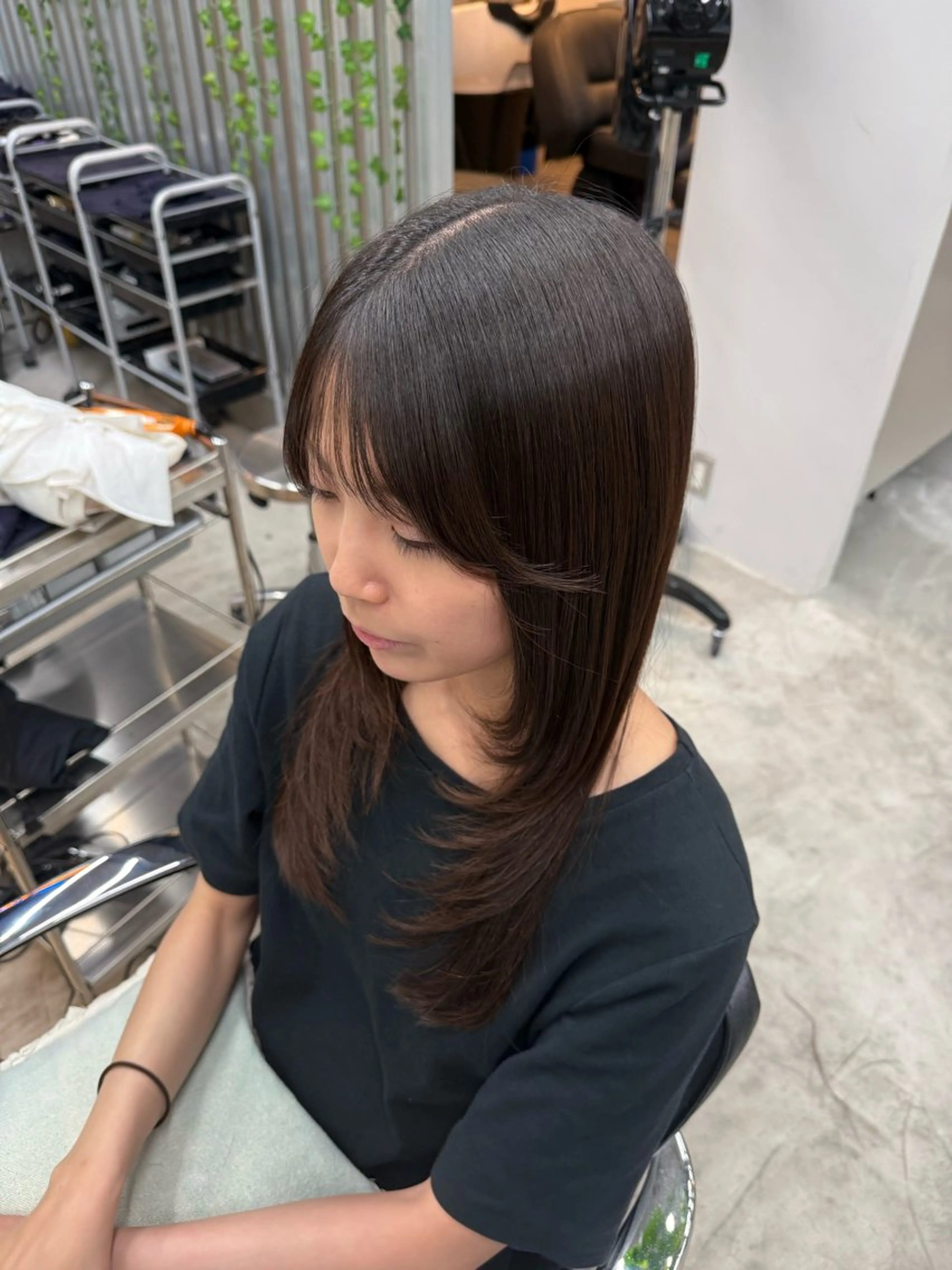 ロング レイヤーカット カット 縮毛矯正 トリートメント 乾かすだけでまとまる /髪質改善西村涼太のヘアスタイル