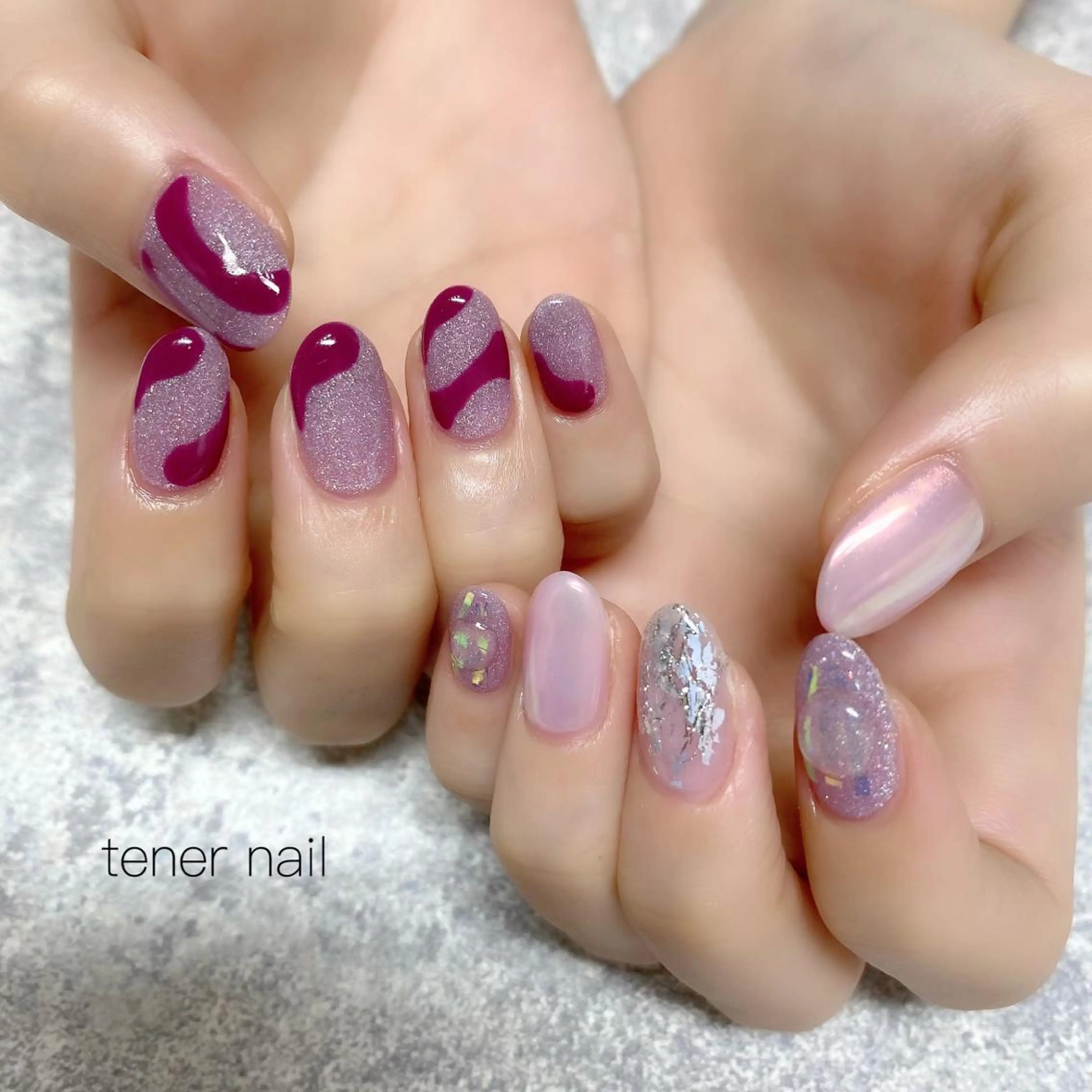 ネイル ピンク パープル tener  nail  テネルネイル所属・テネルネイル tener nailのネイルデザイン