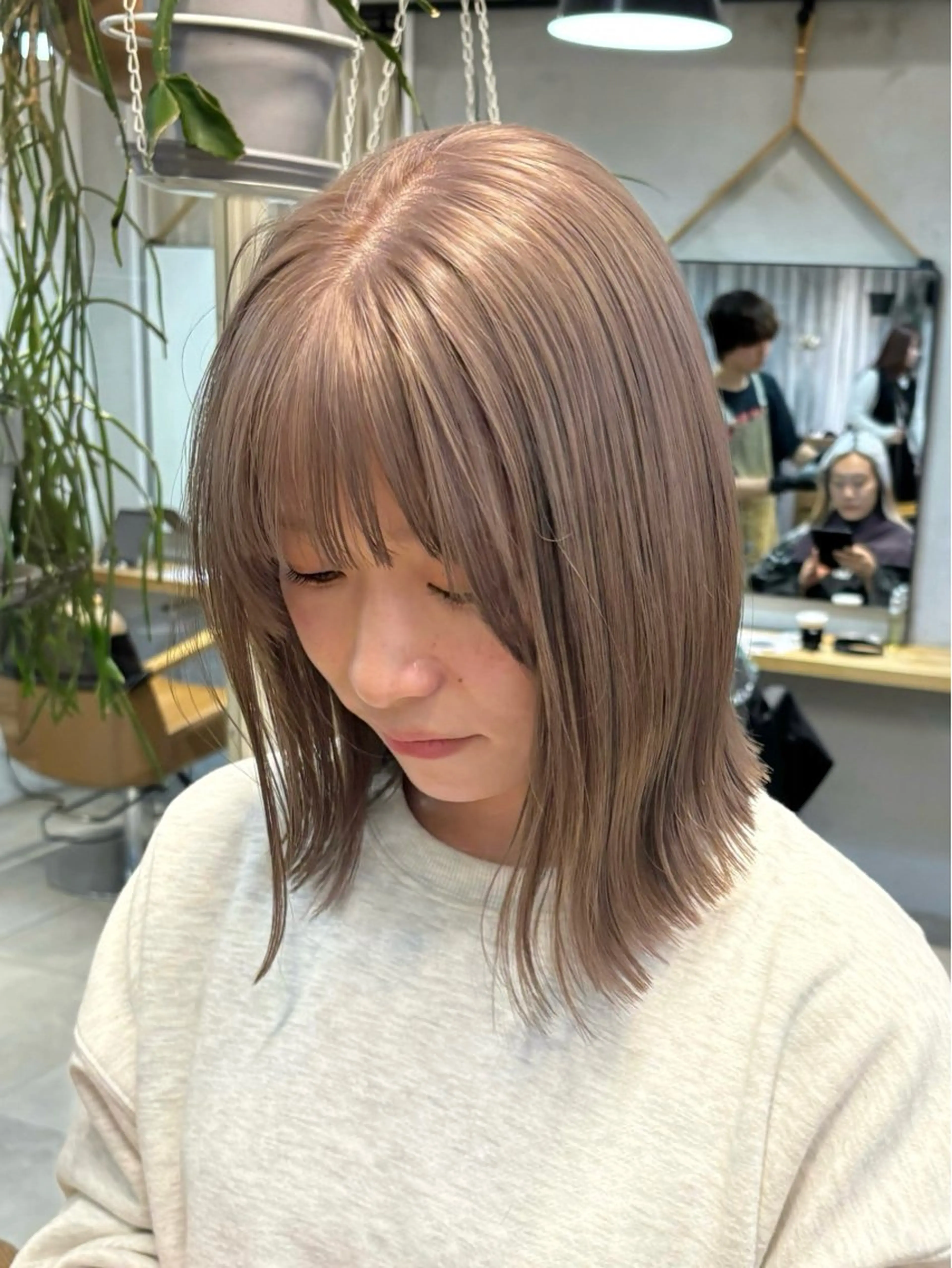 ミディアム カラー カット ヘアカラー トリートメント オリーブ/縮毛♡ Natsuno🩰のヘアスタイル