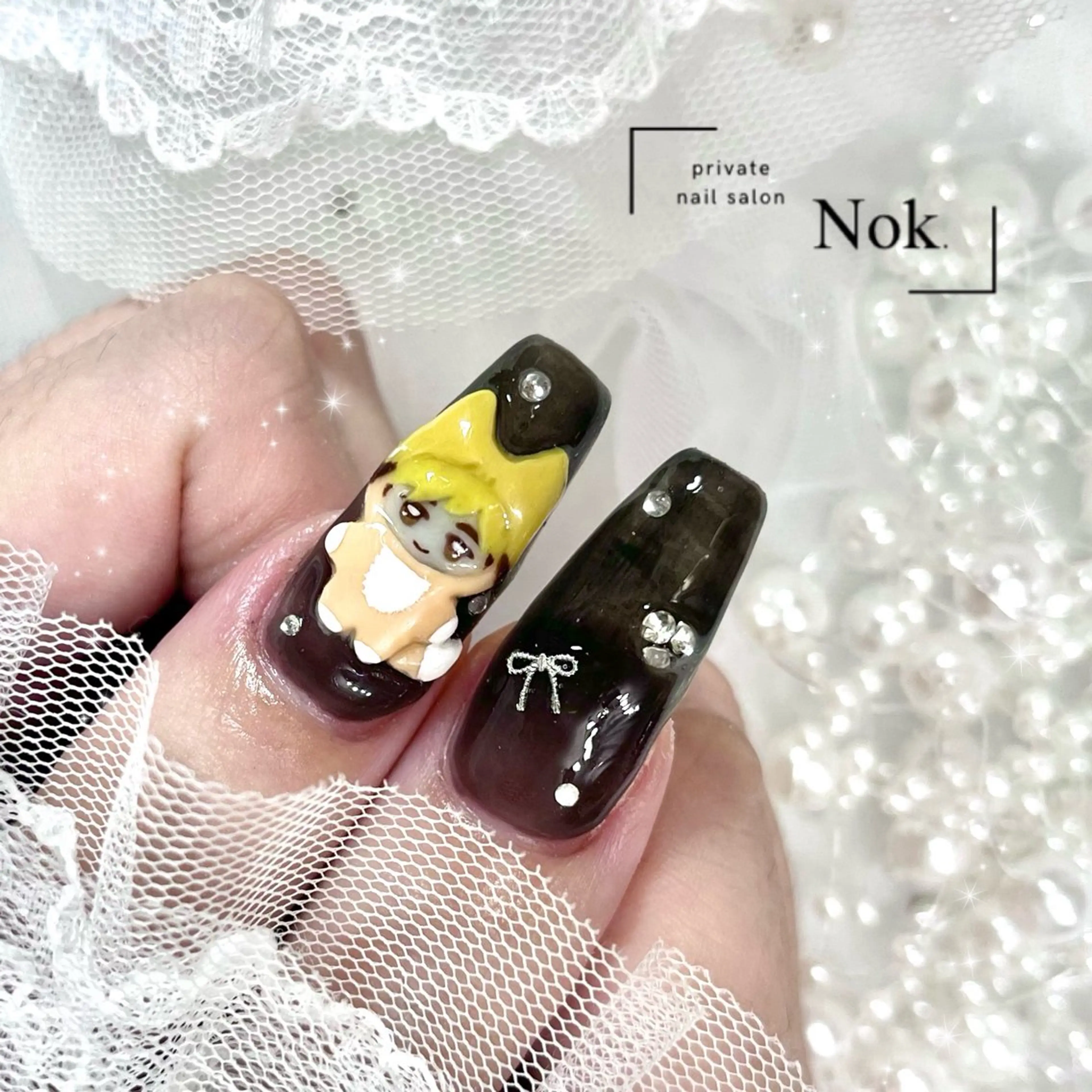 ネイル ストーンネイル ハンドネイル 池袋痛ネイル Nok. 渡辺のネイルデザイン