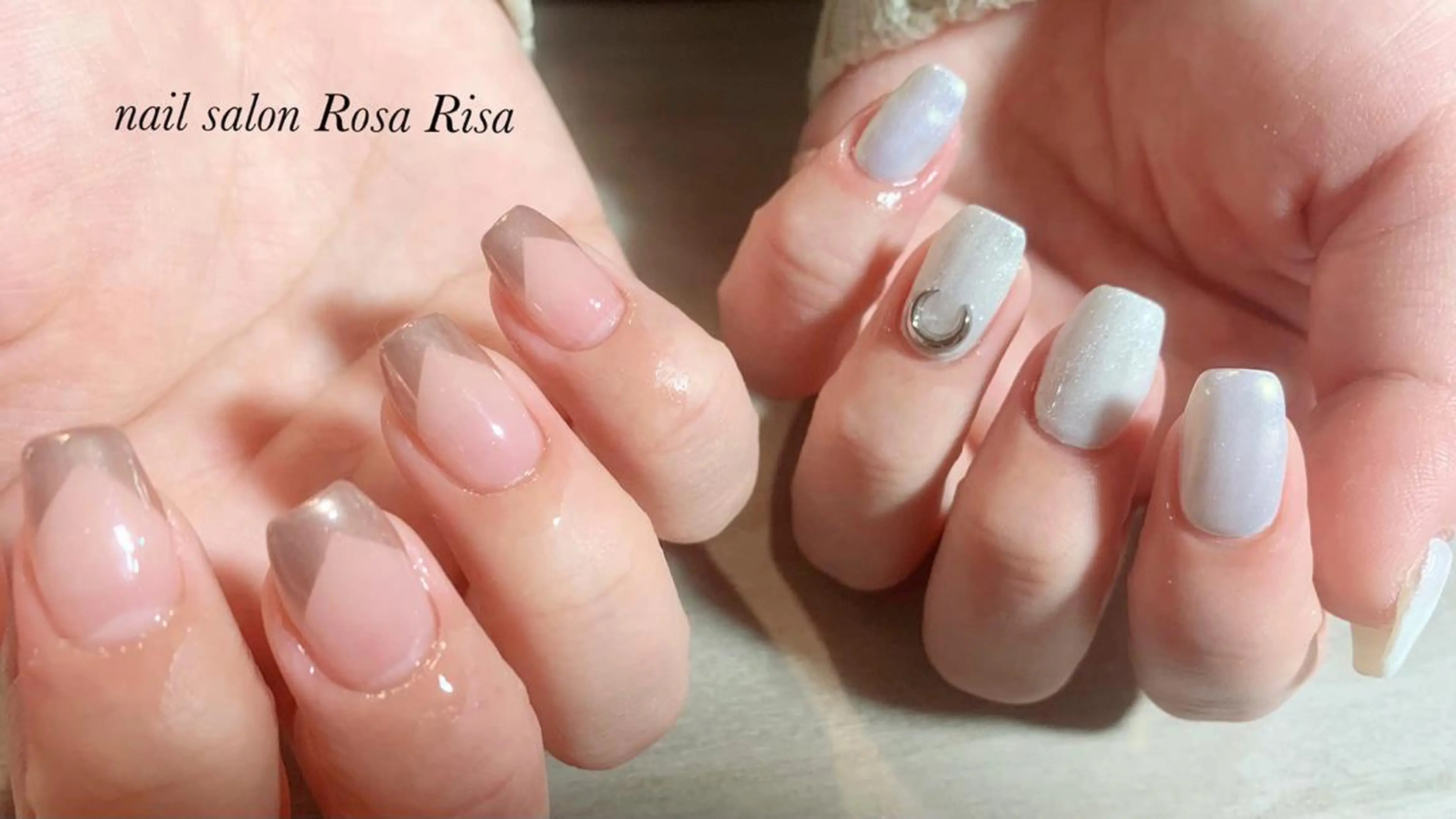 ミディアム ネイル フレンチネイル マグネットネイル ミラーネイル ネイルスタジオ シェイクユアハンズのネイルデザイン