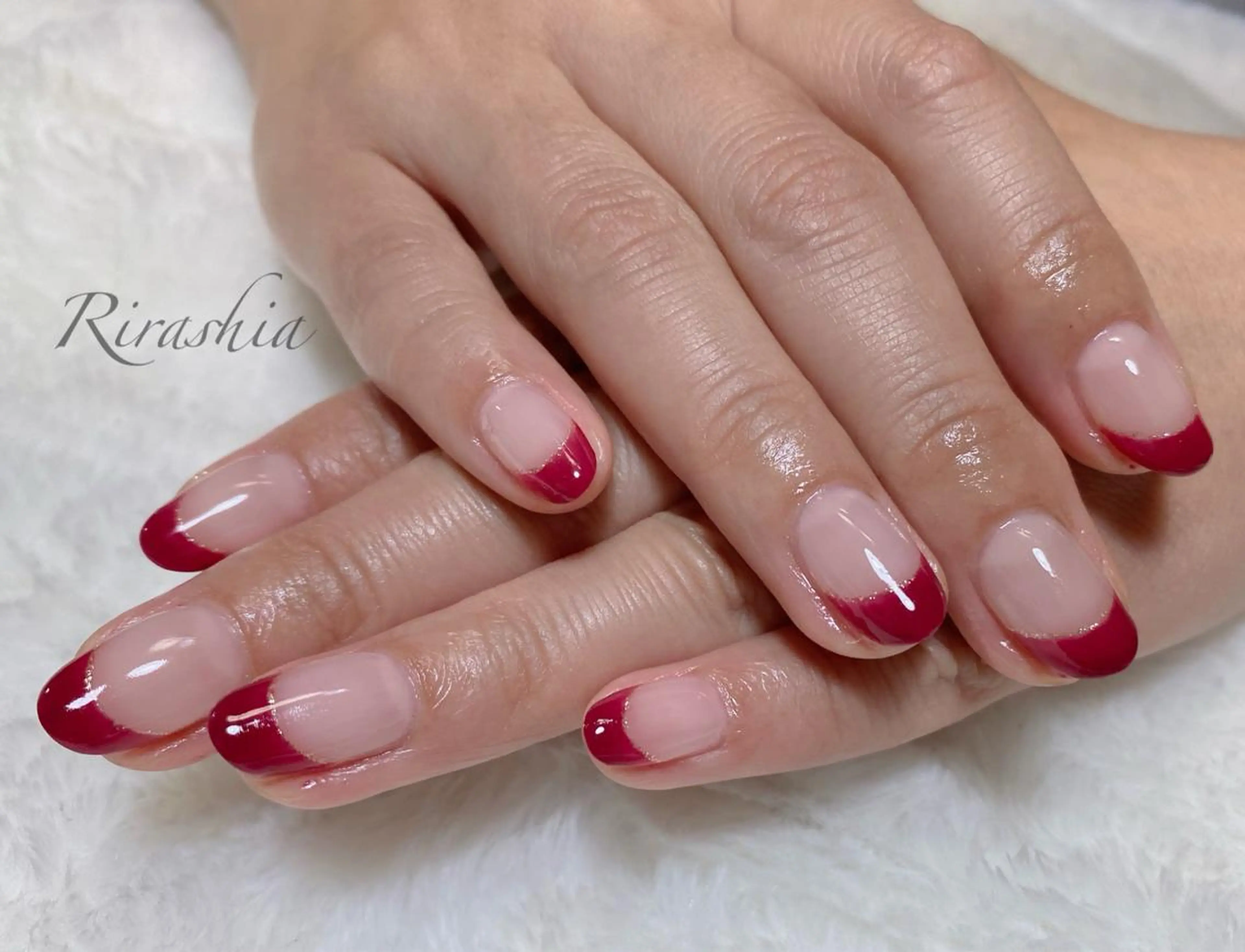 ネイル フレンチネイル ラメ(グリッター) ハンドスパ｜ネイル Rirashaのネイルデザイン