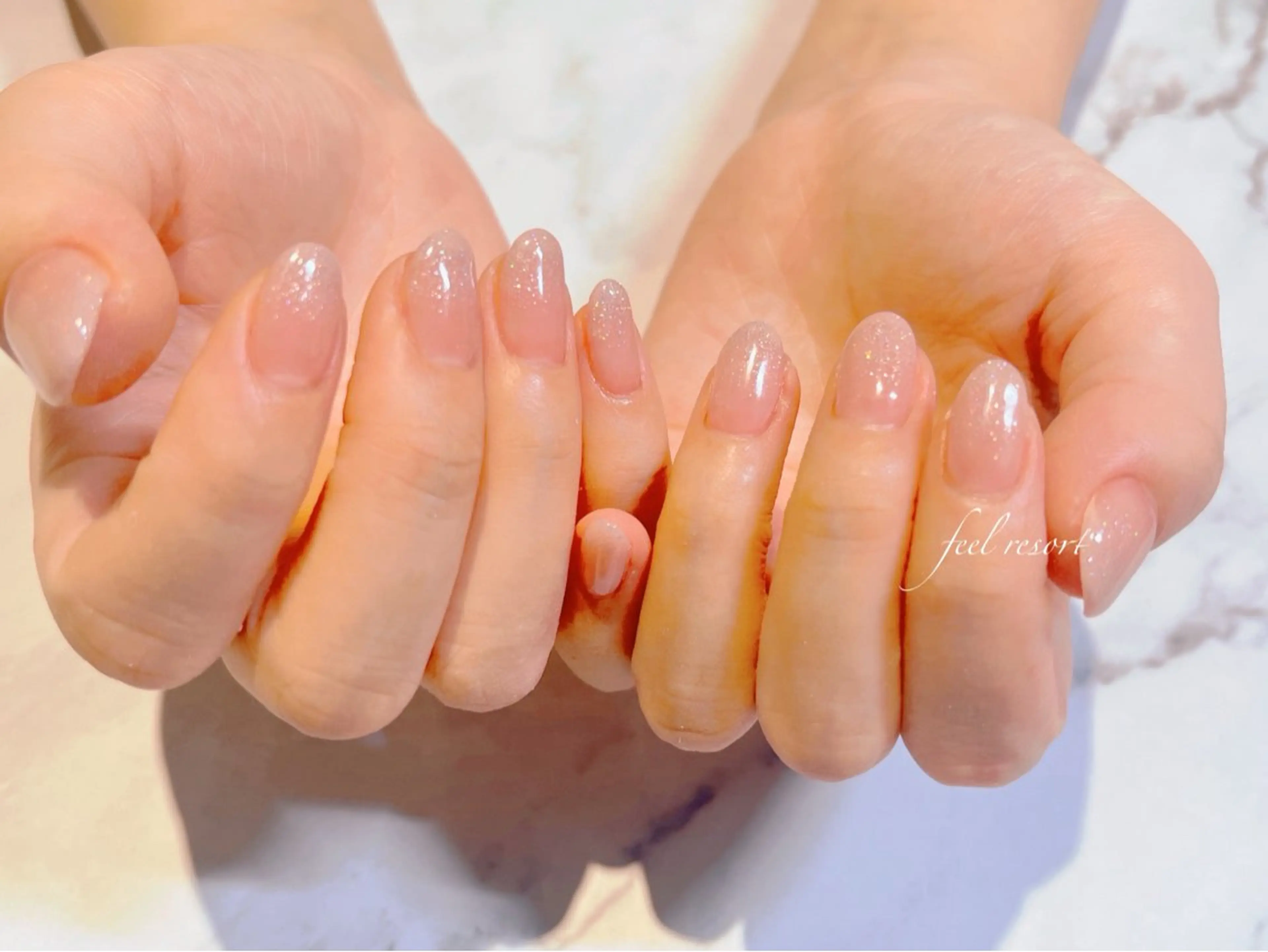 ネイル 長さ出し フットネイル フレンチネイル ジェルネイル ガラスフレンチ Lien(リアン) 銀座駅6分のネイルデザイン