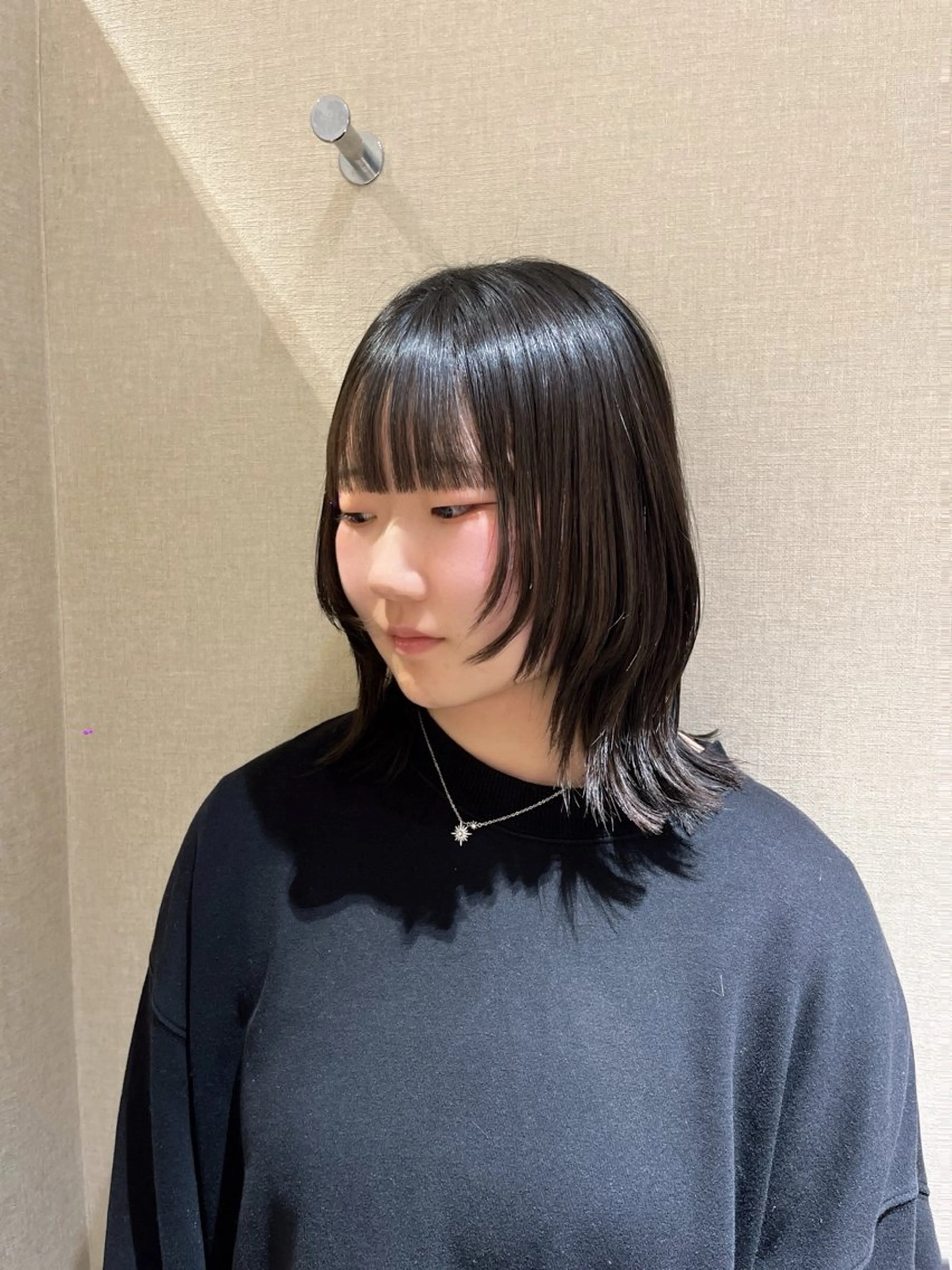 ミディアム カット 縮毛矯正 トリートメント 外川 生純美ೀ🌝のヘアスタイル