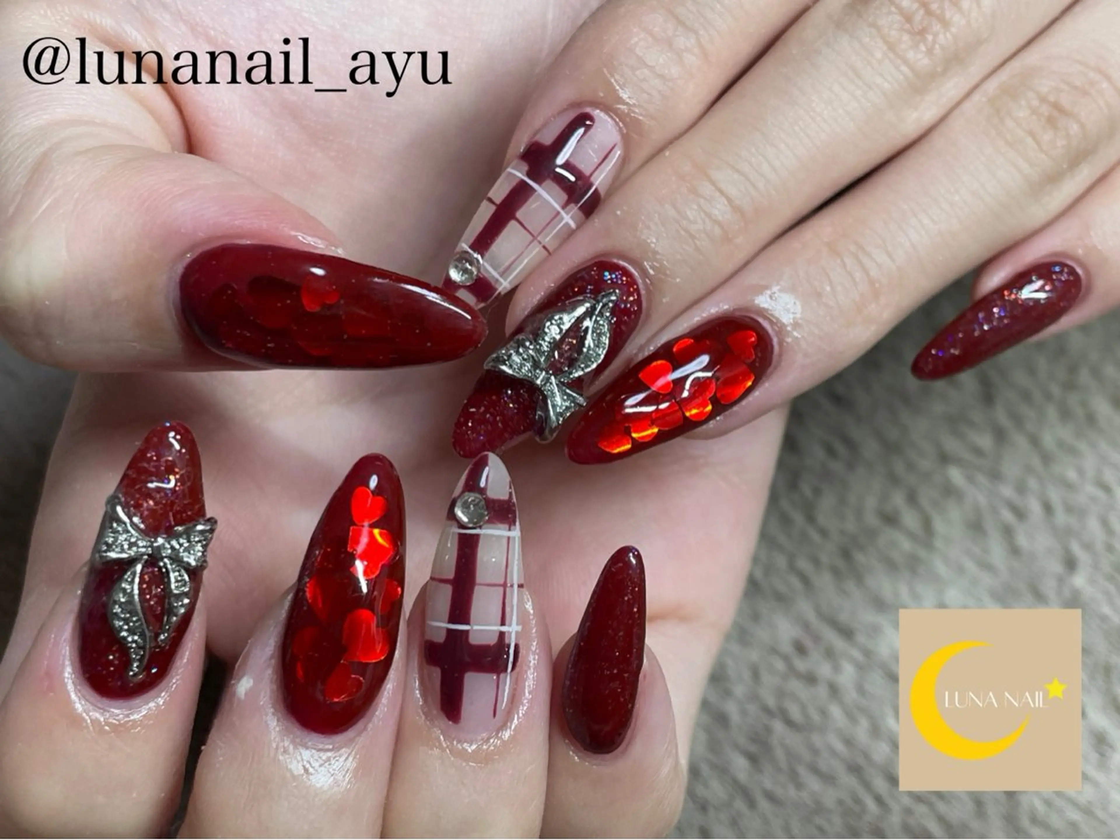 ネイル ハート バレンタイン ハンドネイル LUNA NAIL ayuのネイルデザイン