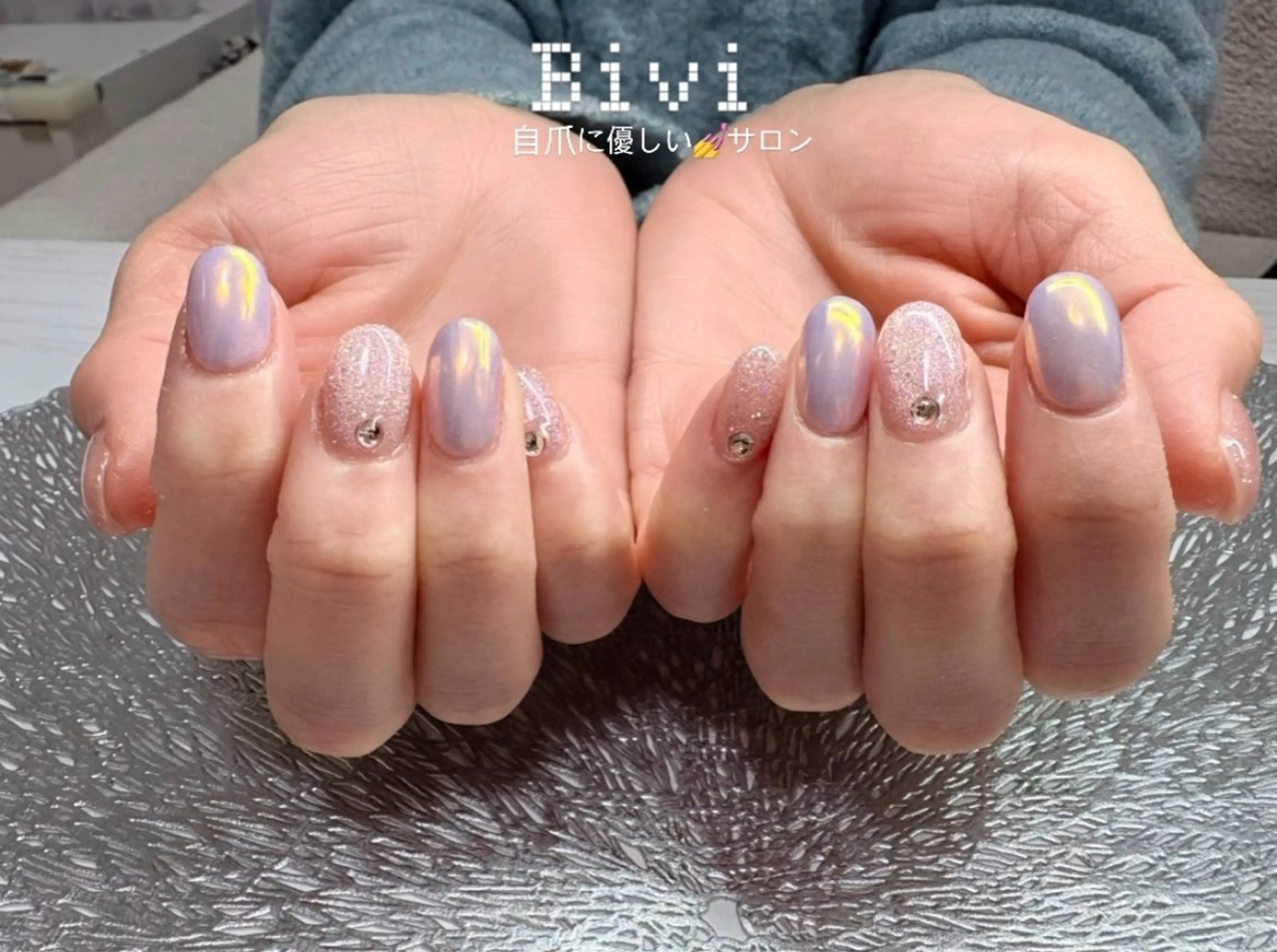 ネイル ラメ(グリッター) 持ち込み シンプルネイル ♡Bivi♡自爪に 優しいネイルサロンのネイルデザイン