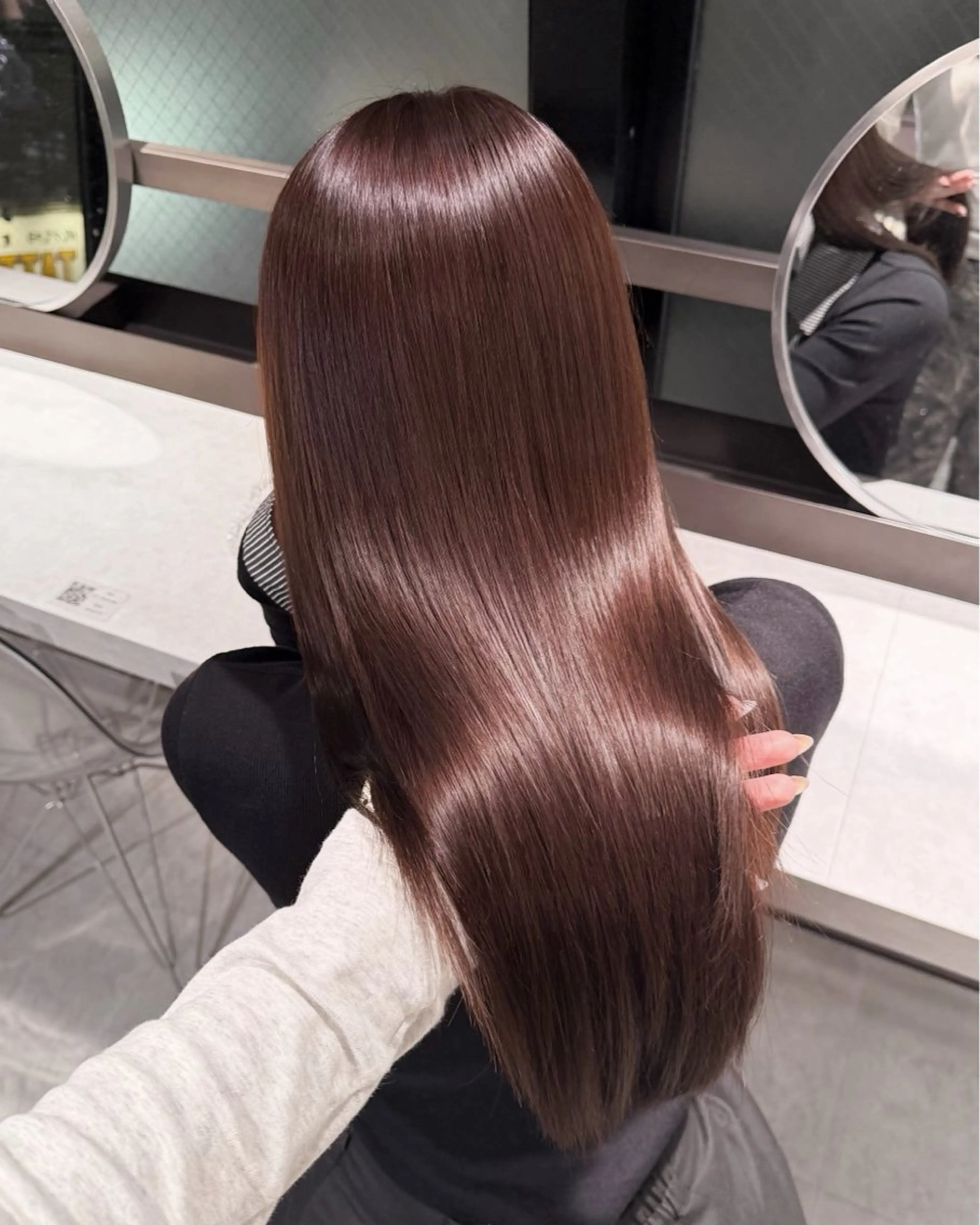 ロング カラー パーマ 酸性ストレート ストレートパーマ 縮毛矯正 レイヤーカット 韓国ヘアayameのヘアスタイル