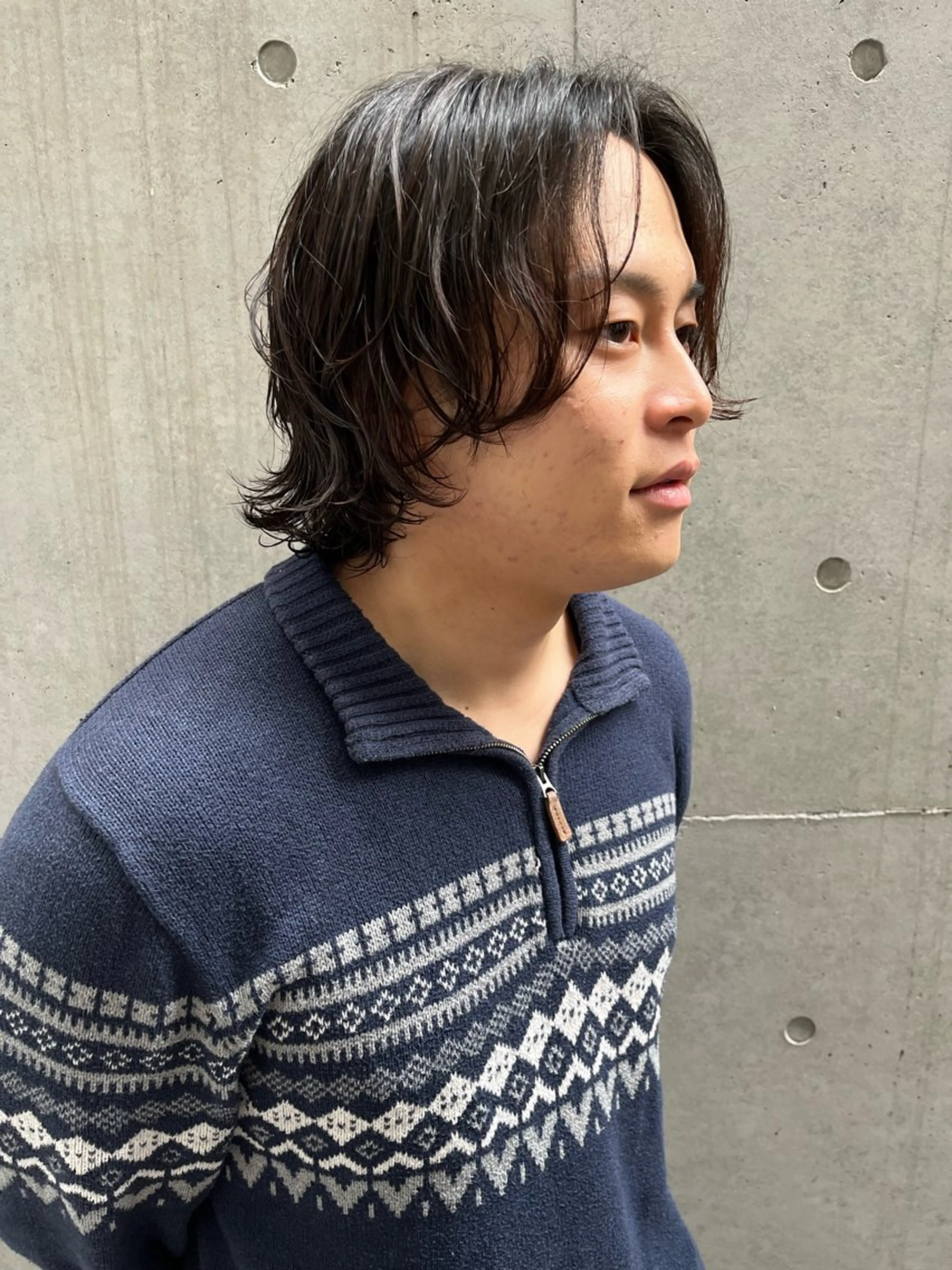 セミロング パーマ メンズ メンズパーマ セミロングパーマ ニュアンスパーマ カット パーマ 菅野 紗弥のヘアスタイル