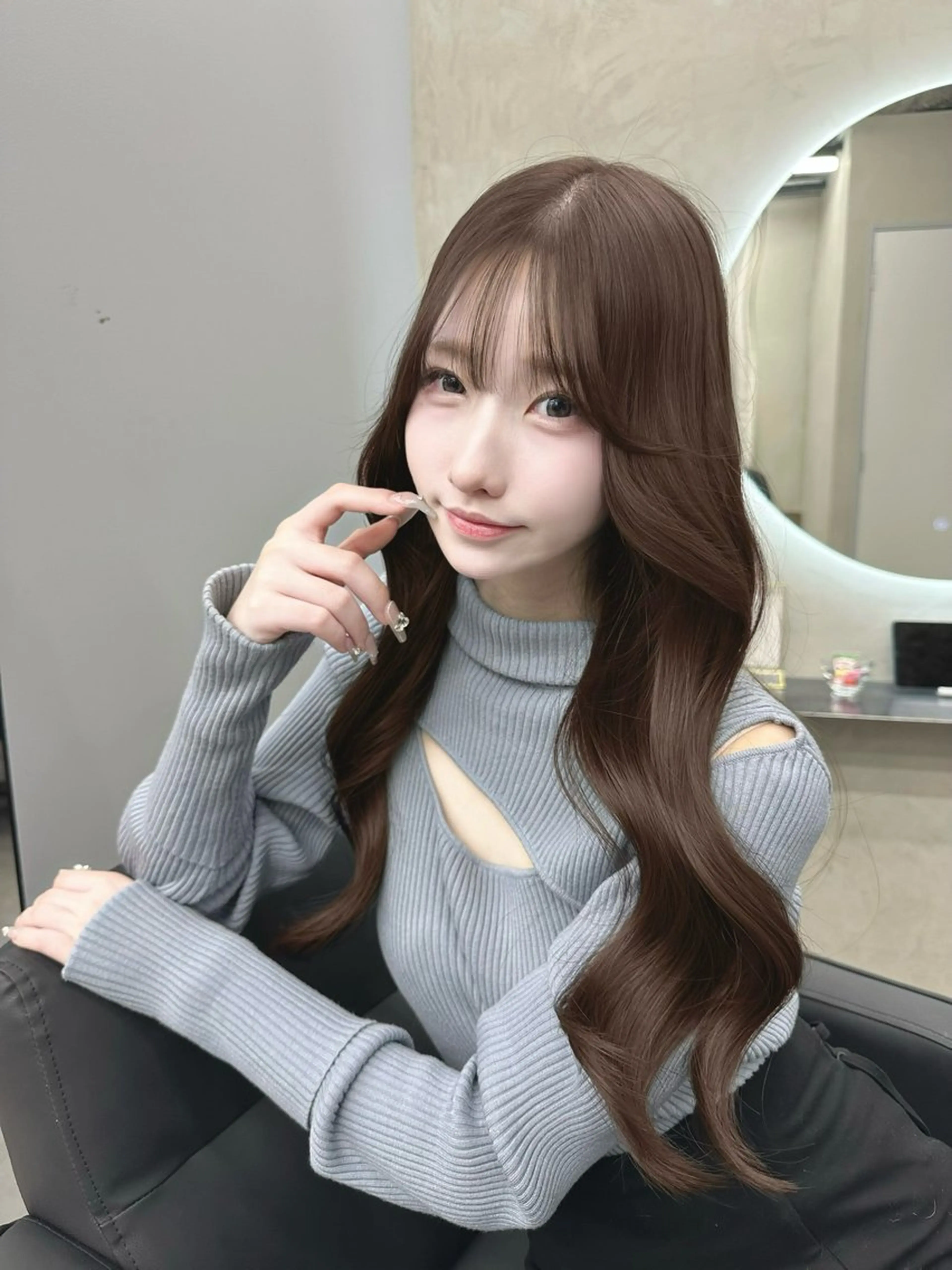 ミディアム カット ヘアカラー トリートメント 韓国/ワンホンヘア 髪質改善/MaCoのヘアスタイル