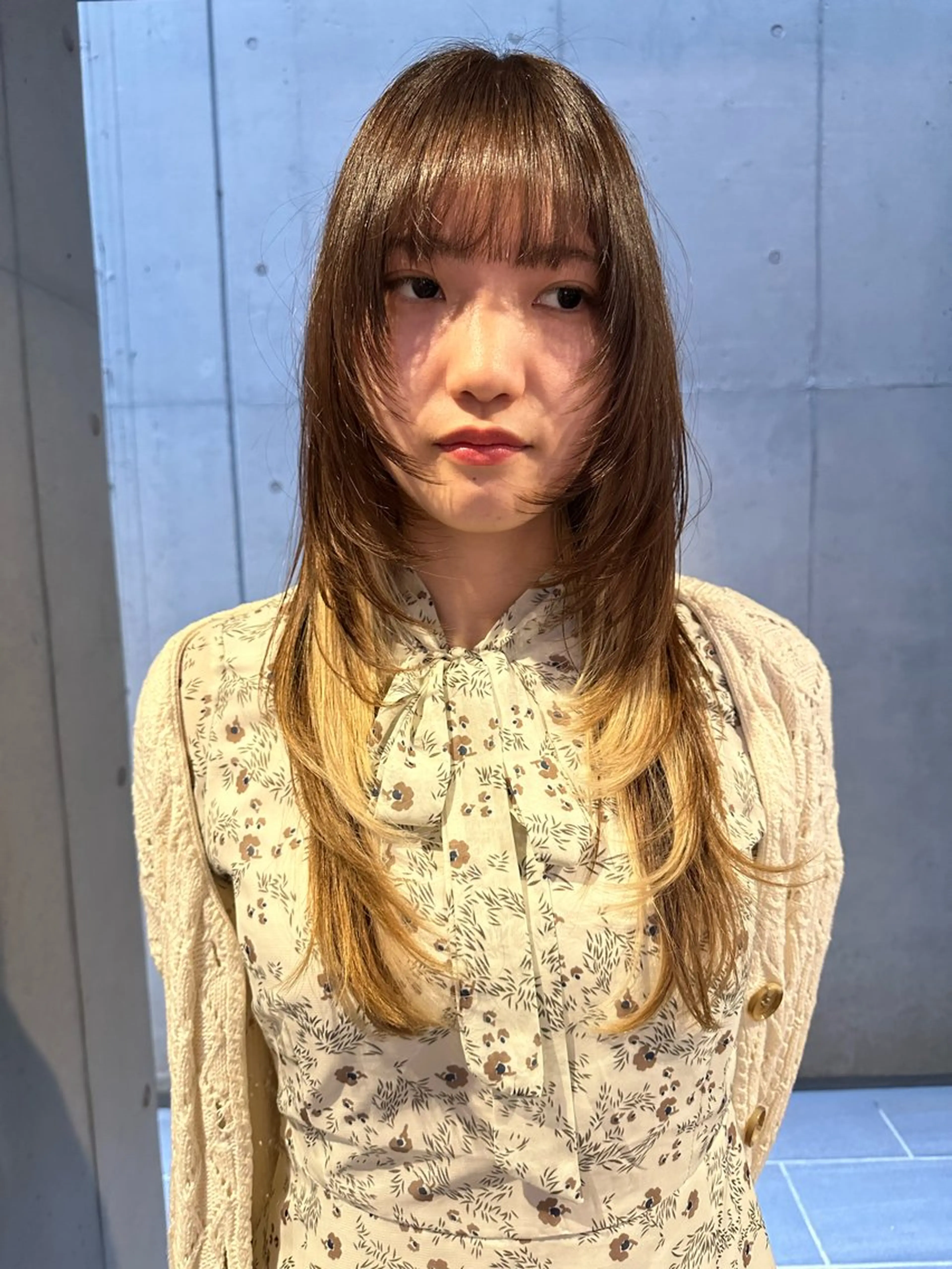 セミロング カラー 顔まわりレイヤー レイヤーカット カット ヘアカラー 似合わせウルフ/ レイヤー/山本祐輔のヘアスタイル