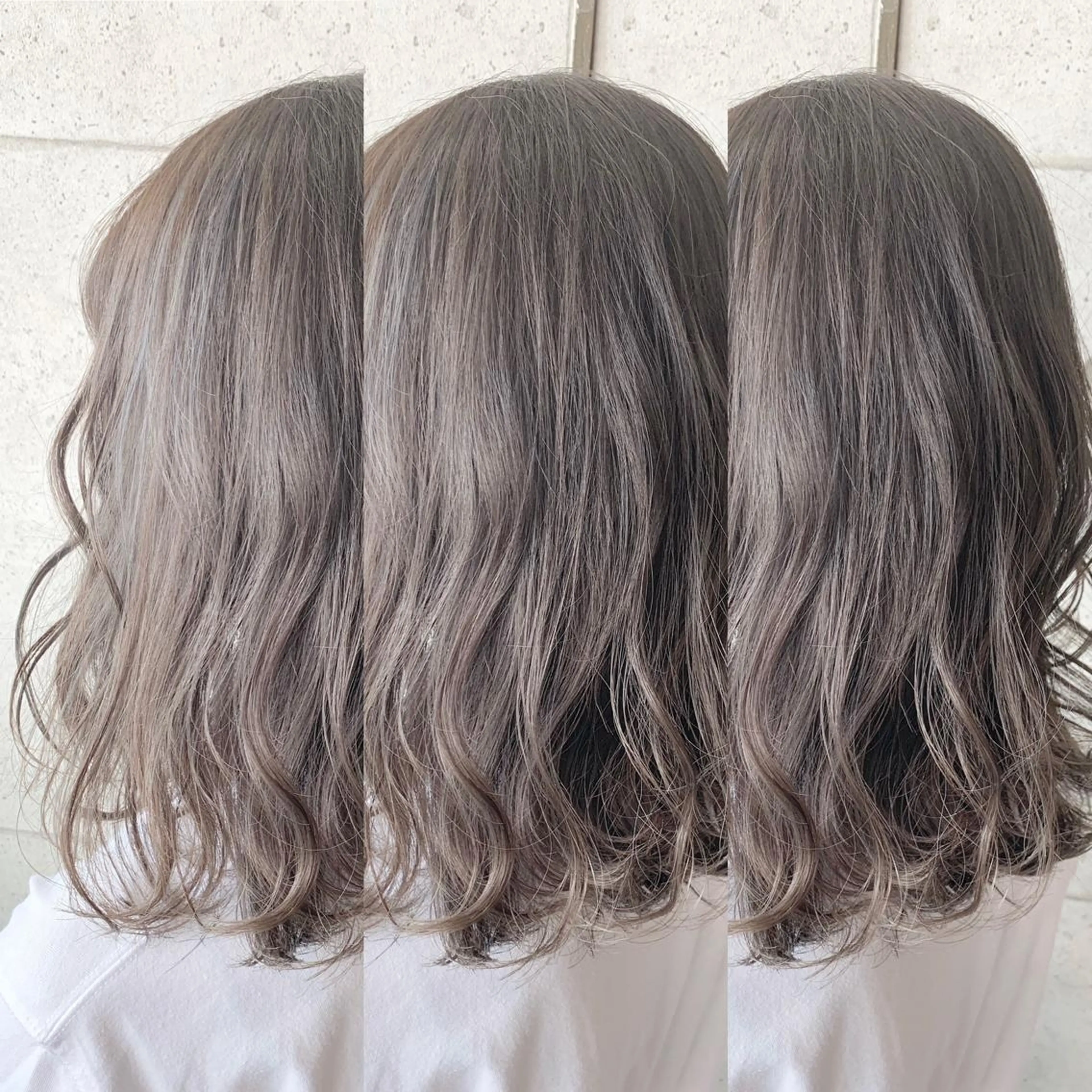 ミディアム カラー アッシュ アッシュグレー 福森 みずきのヘアスタイル