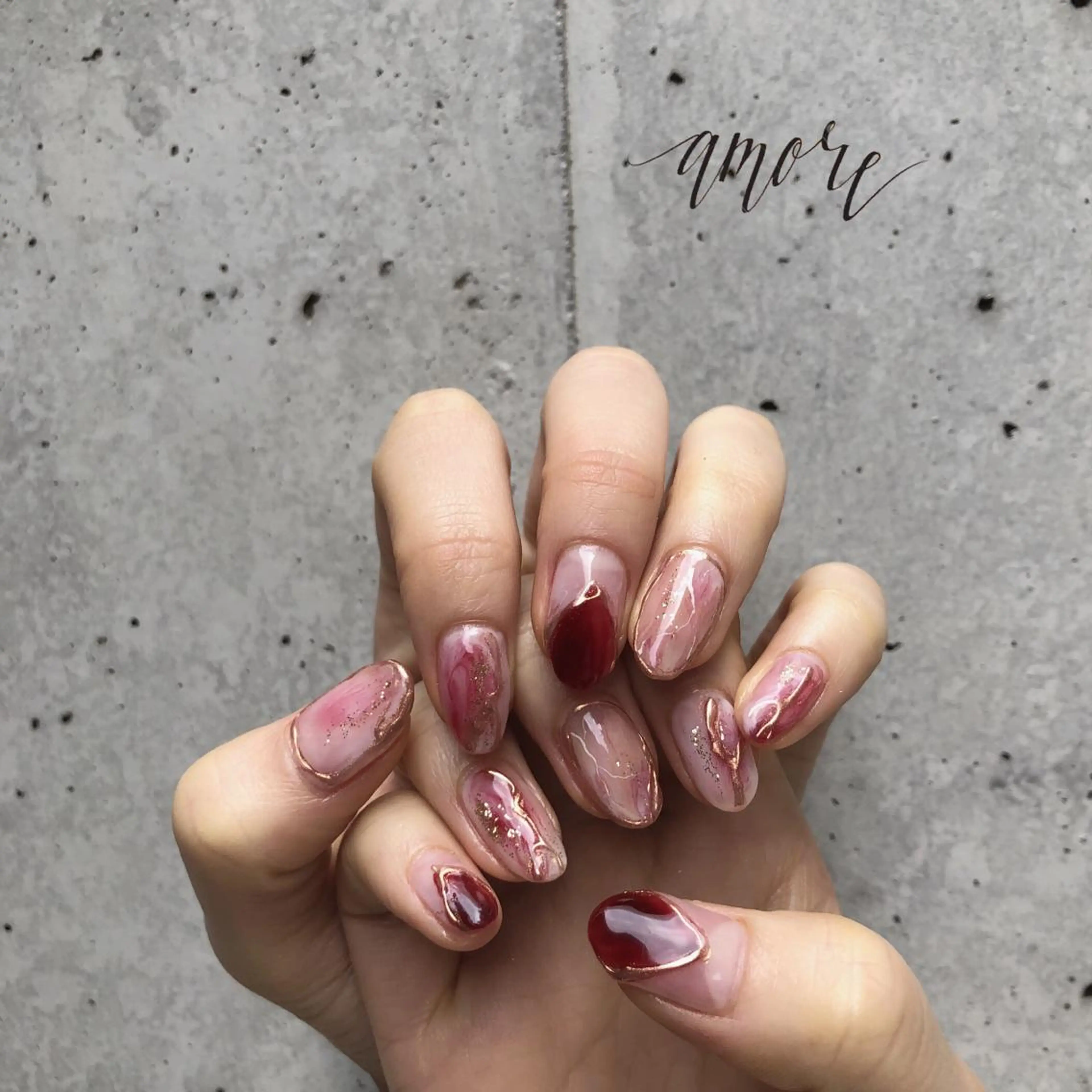 ネイル アートネイル ジェルネイル 大理石ネイル(マーブル) ミラーネイル ニュアンスネイル You kyehwaのネイルデザイン