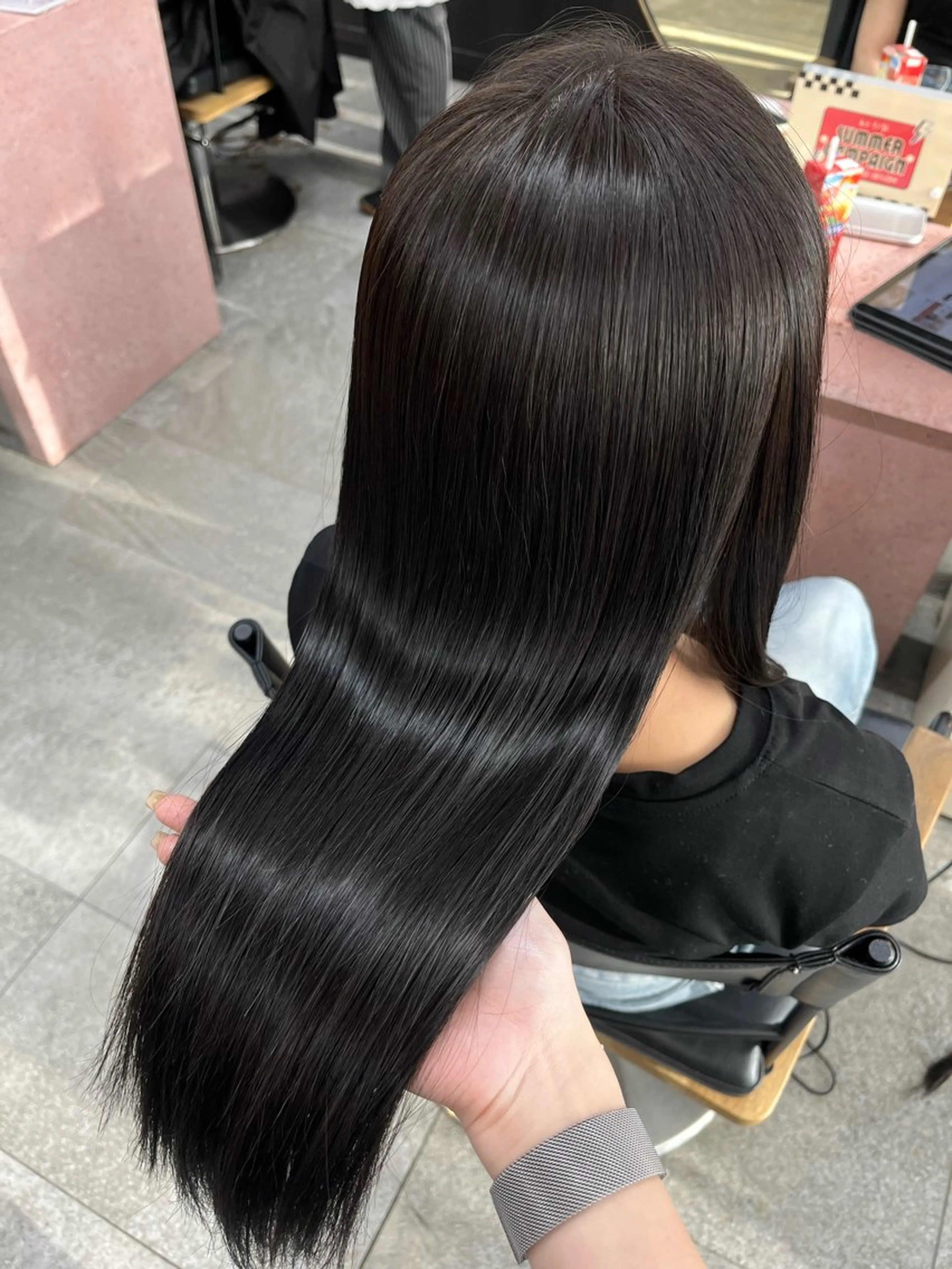 ロング 髪質改善 縮毛矯正 カット ヘアカラー 縮毛矯正 オリーブ/レイヤー/ 酸性ストレート/ゆなのヘアスタイル