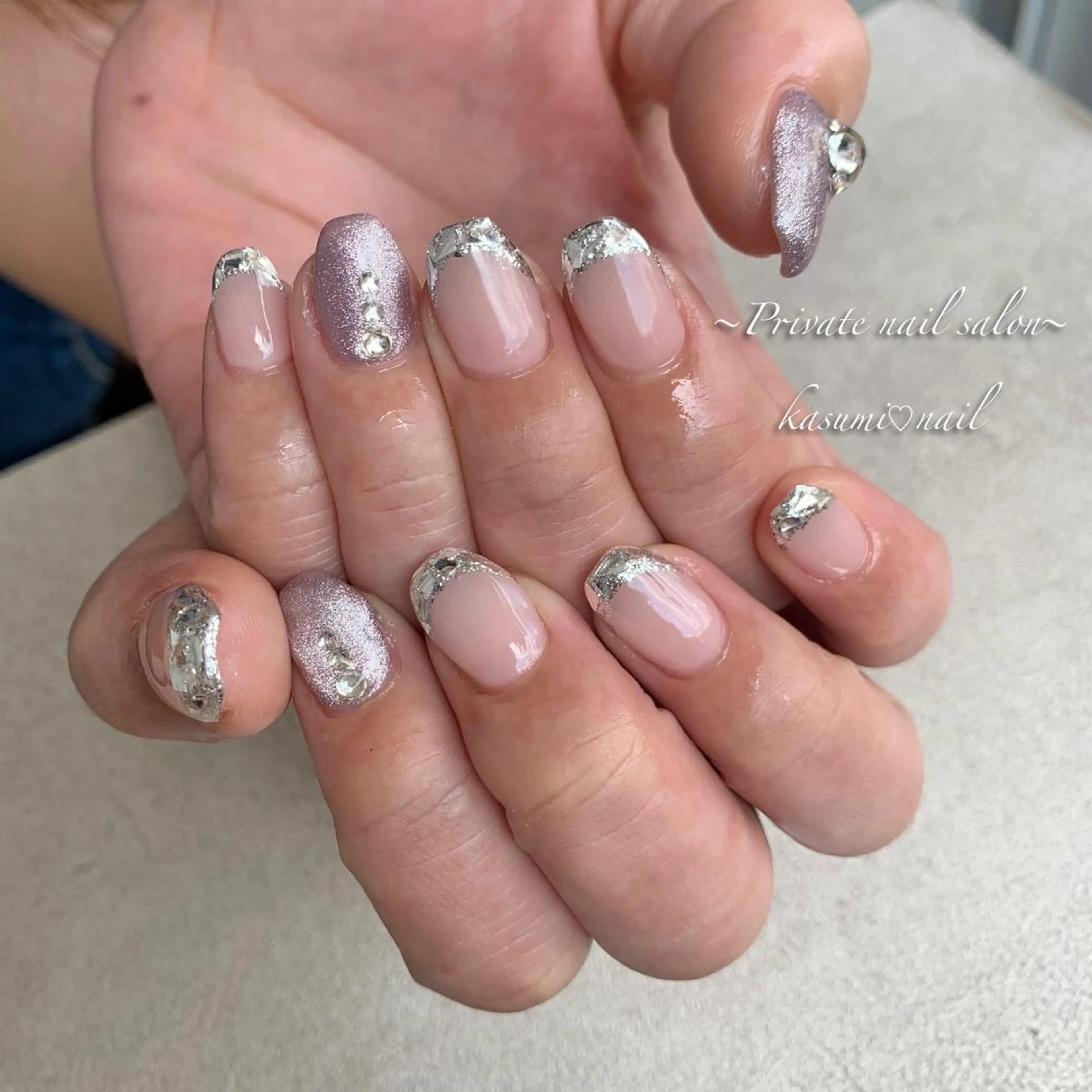 ネイル ラメ(グリッター) マグネットネイル ミラーネイル ニュアンスネイル 冬ネイル KASUMI♡ Nailのネイルデザイン